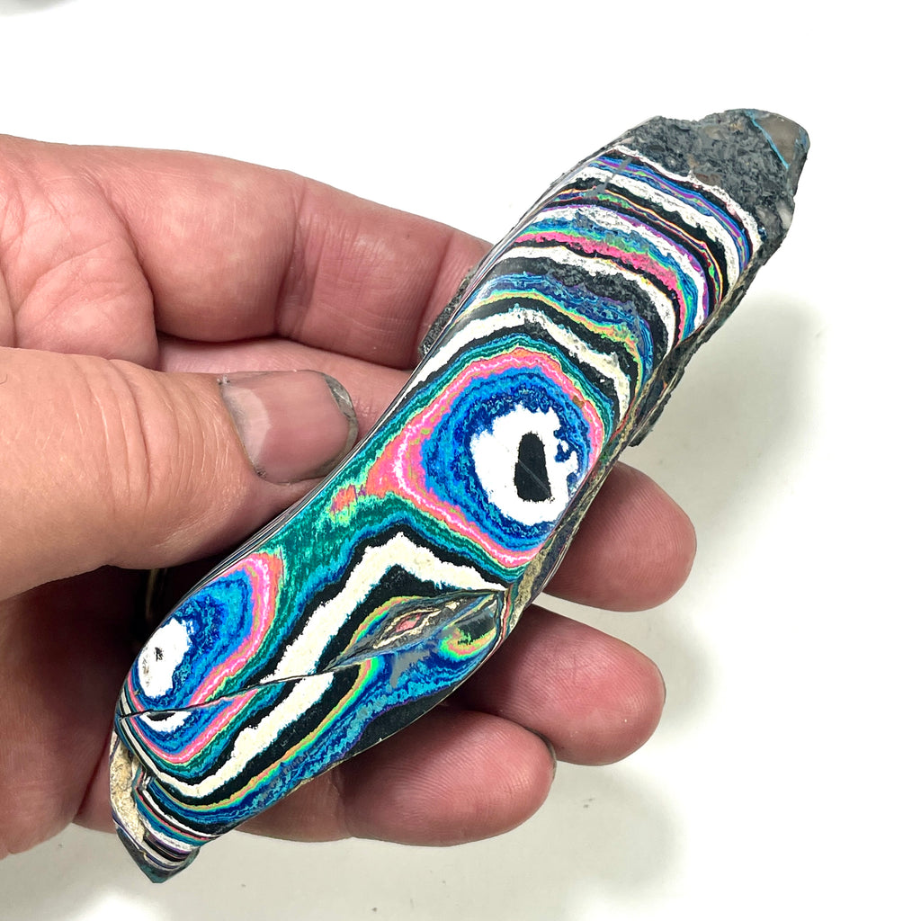 DVH Fluorescent Funkite Polished Face Rough Specimen  120x30x24mm 86g Like Fordite (6437) - DVHdesigns