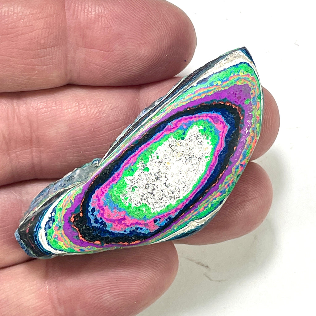 DVH Fluorescent Funkite Polished Face Rough Specimen  58x24x12mm 15g Like Fordite (6438) - DVHdesigns