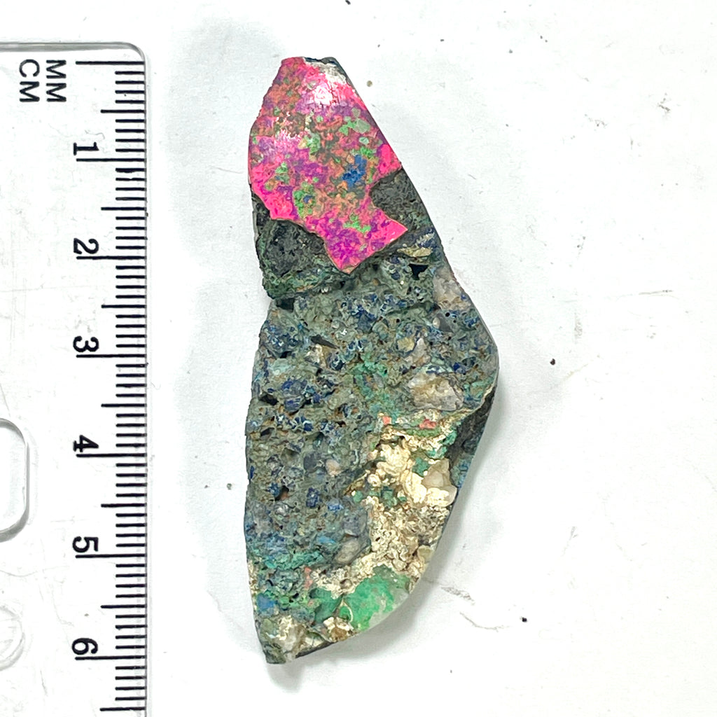 DVH Fluorescent Funkite Polished Face Rough Specimen  58x24x12mm 15g Like Fordite (6438) - DVHdesigns