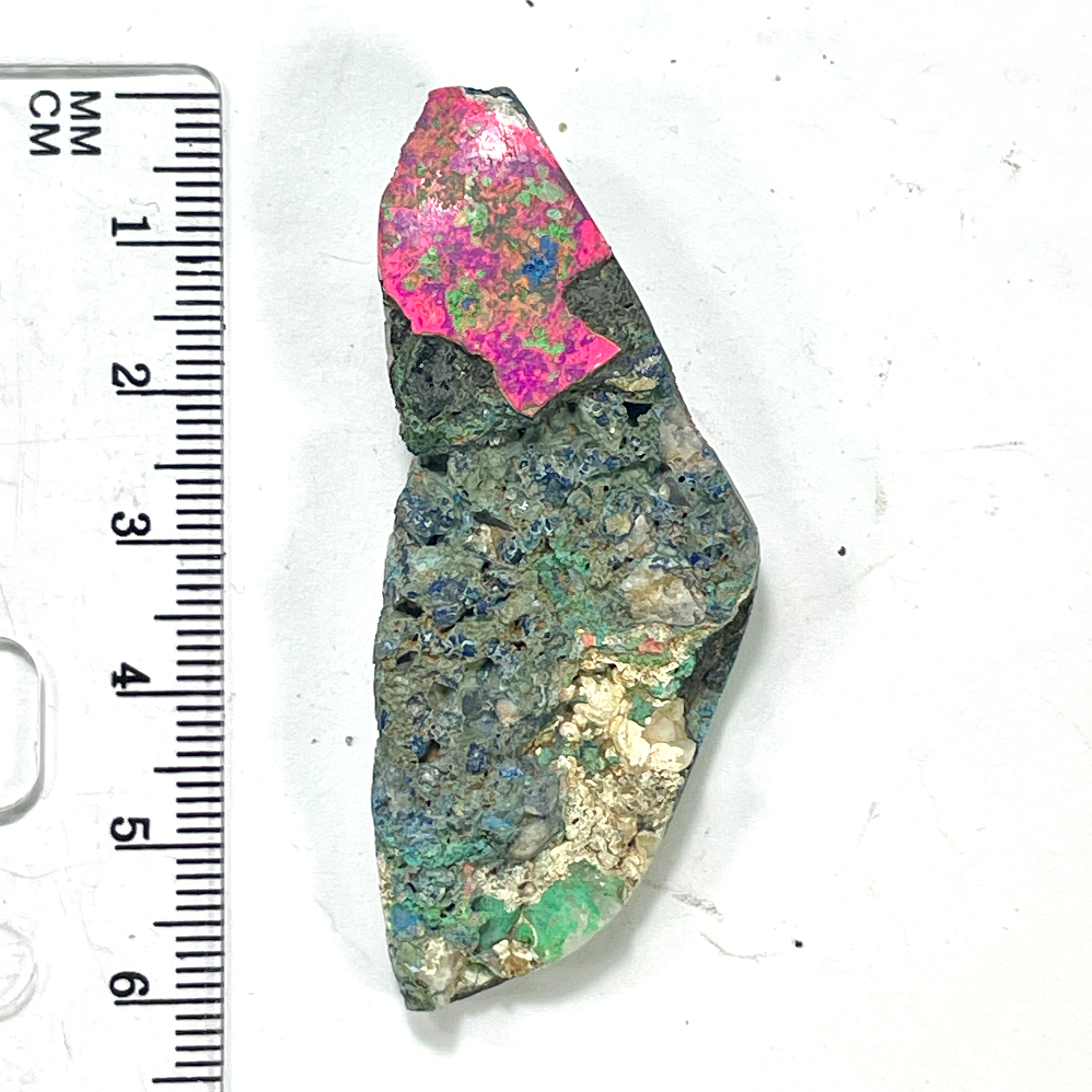 DVH Fluorescent Funkite Polished Face Rough Specimen  58x24x12mm 15g Like Fordite (6438) - DVHdesigns