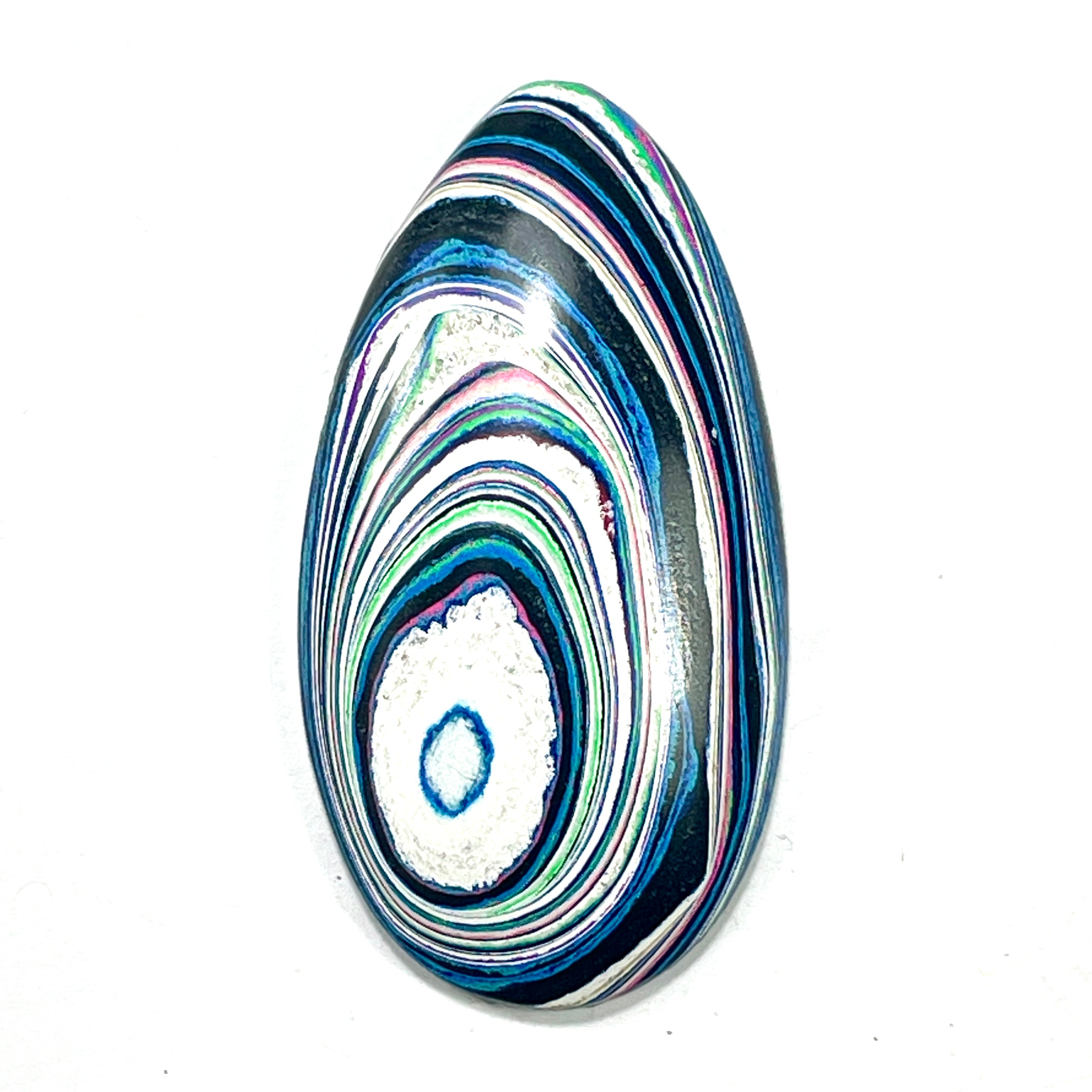 DVH Fluorescent Funkite Freeform Cabochon 55x29x8mm (Like Fordite) (6439)