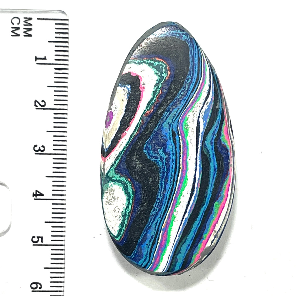 DVH Fluorescent Funkite Freeform Cabochon 55x29x8mm (Like Fordite) (6439)