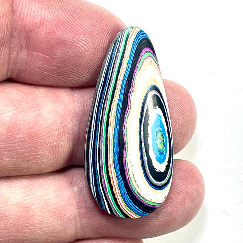 DVH Fluorescent Funkite Freeform Cabochon 40x19x5mm (Like Fordite) (6440) - DVHdesigns