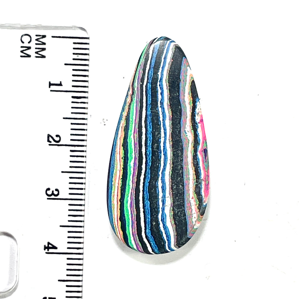 DVH Fluorescent Funkite Freeform Cabochon 40x19x5mm (Like Fordite) (6440) - DVHdesigns