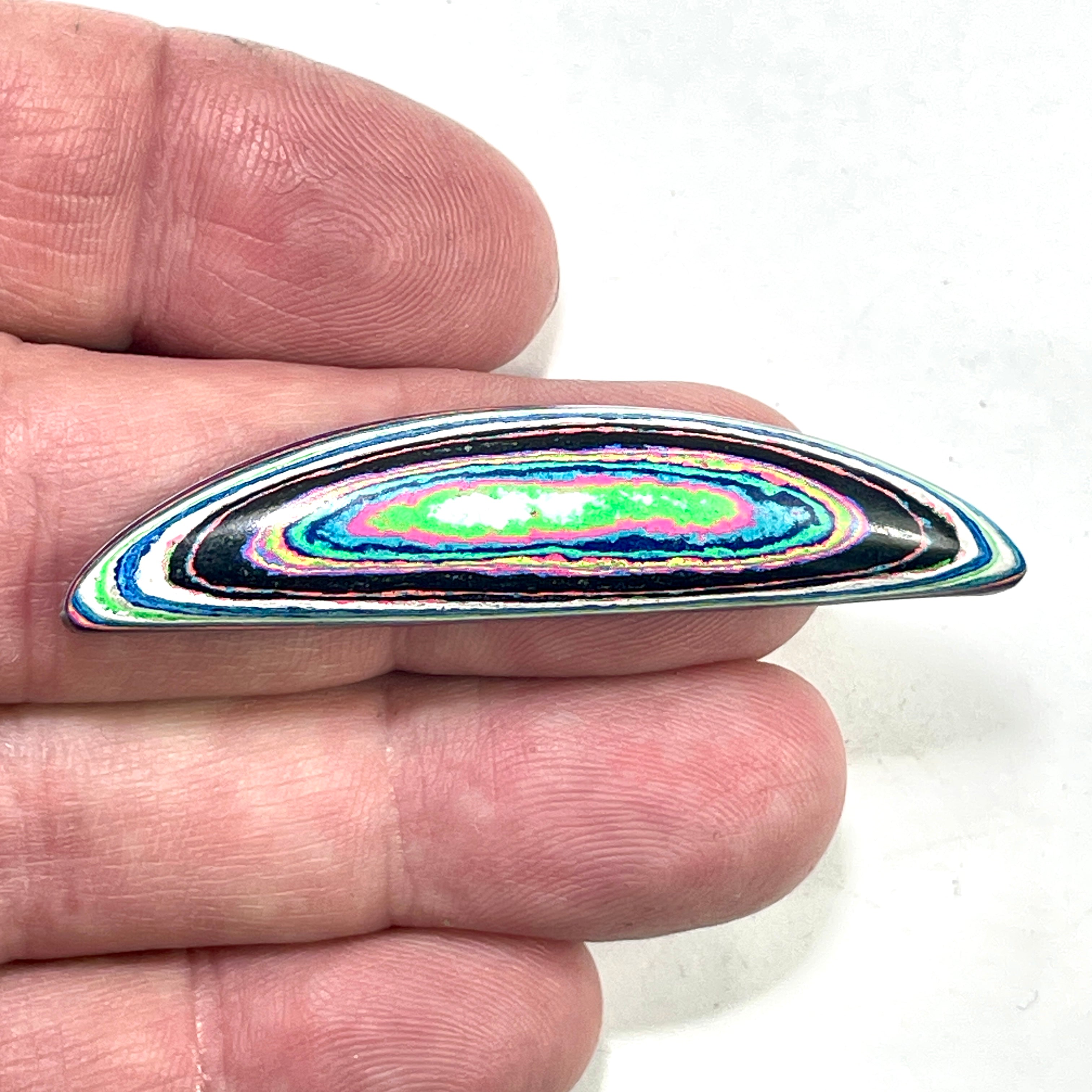 DVH Fluorescent Funkite Freeform Cabochon 58x13x6mm (Like Fordite) (6441)
