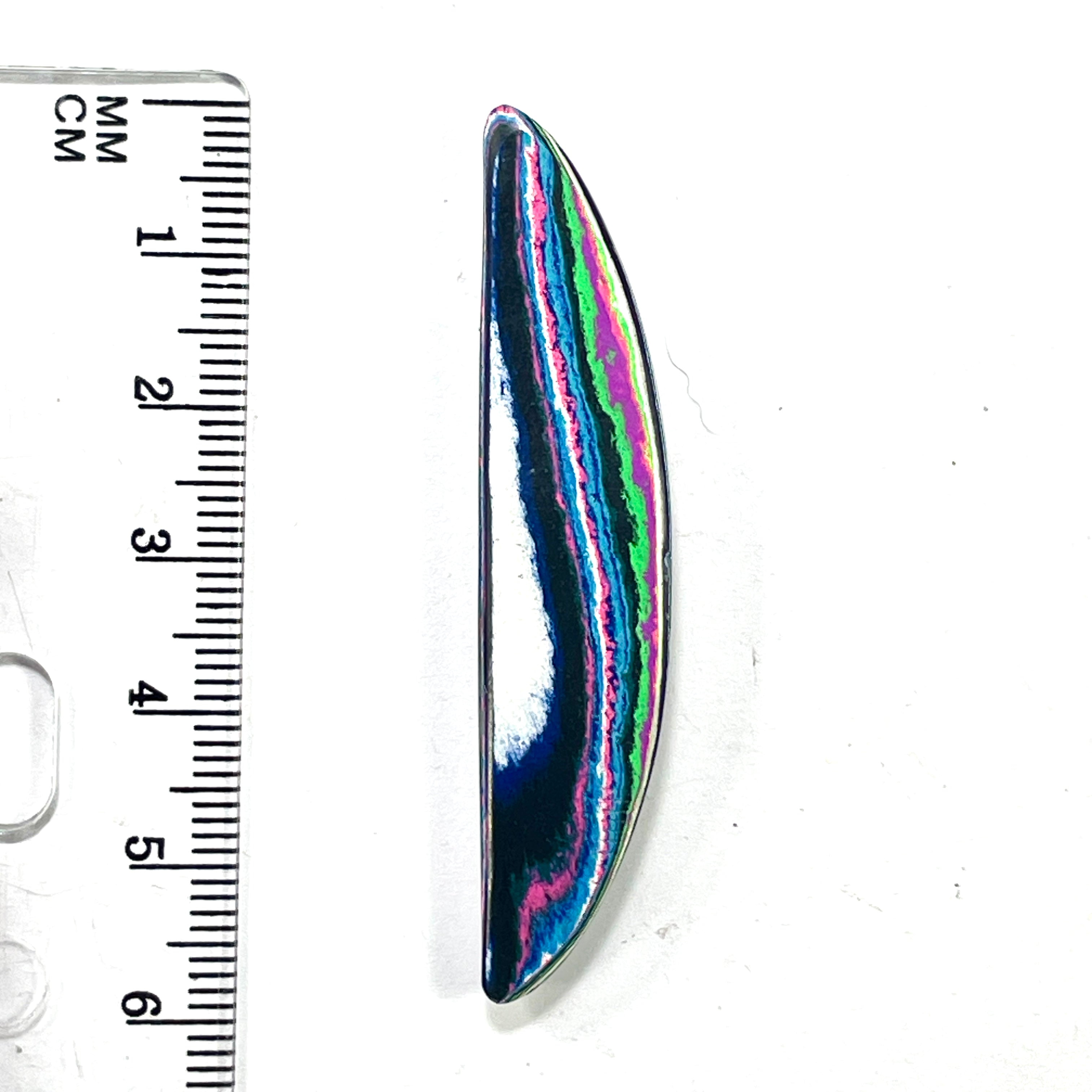DVH Fluorescent Funkite Freeform Cabochon 58x13x6mm (Like Fordite) (6441)