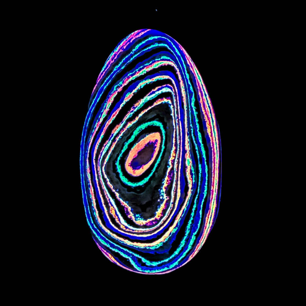 DVH Fluorescent Funkite Freeform Cabochon 64x38x10mm (Like Fordite) (6442) - DVHdesigns