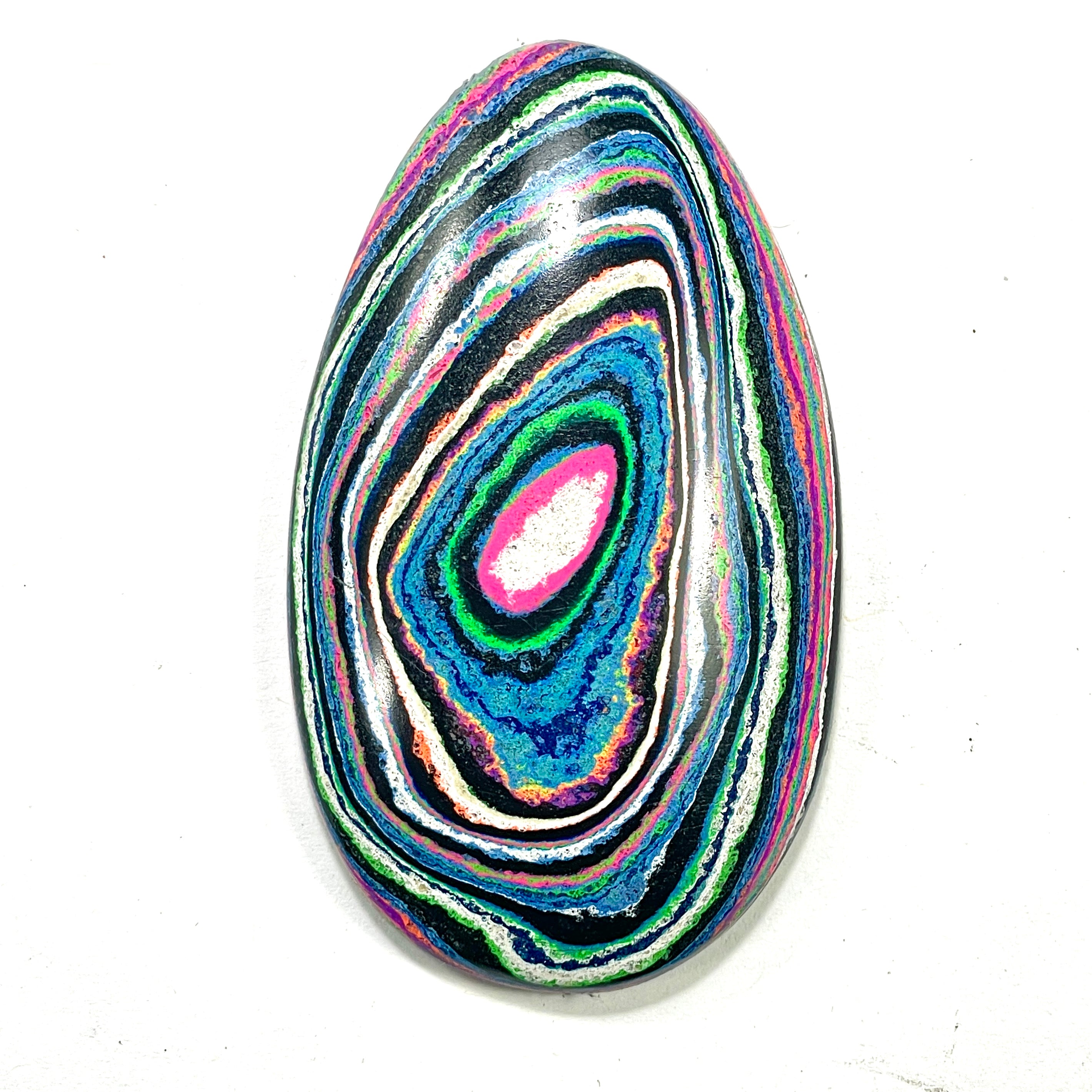 DVH Fluorescent Funkite Freeform Cabochon 64x38x10mm (Like Fordite) (6442) - DVHdesigns