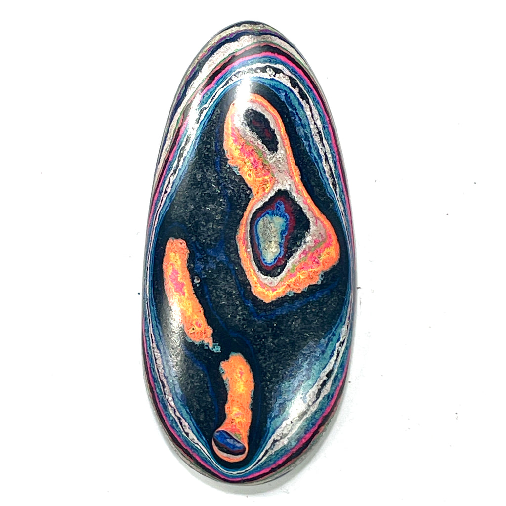 DVH Fluorescent Funkite Freeform Cabochon 62x29x7mm (Like Fordite) (6443)