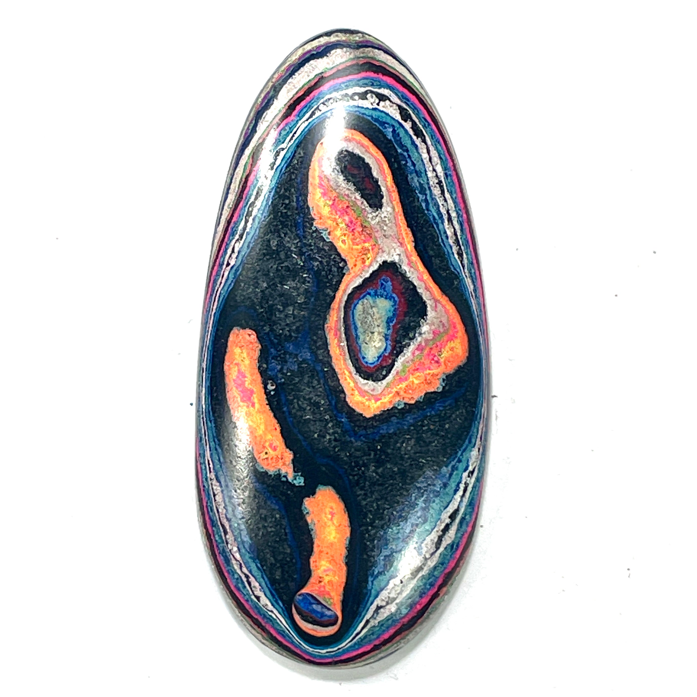 DVH Fluorescent Funkite Freeform Cabochon 62x29x7mm (Like Fordite) (6443)
