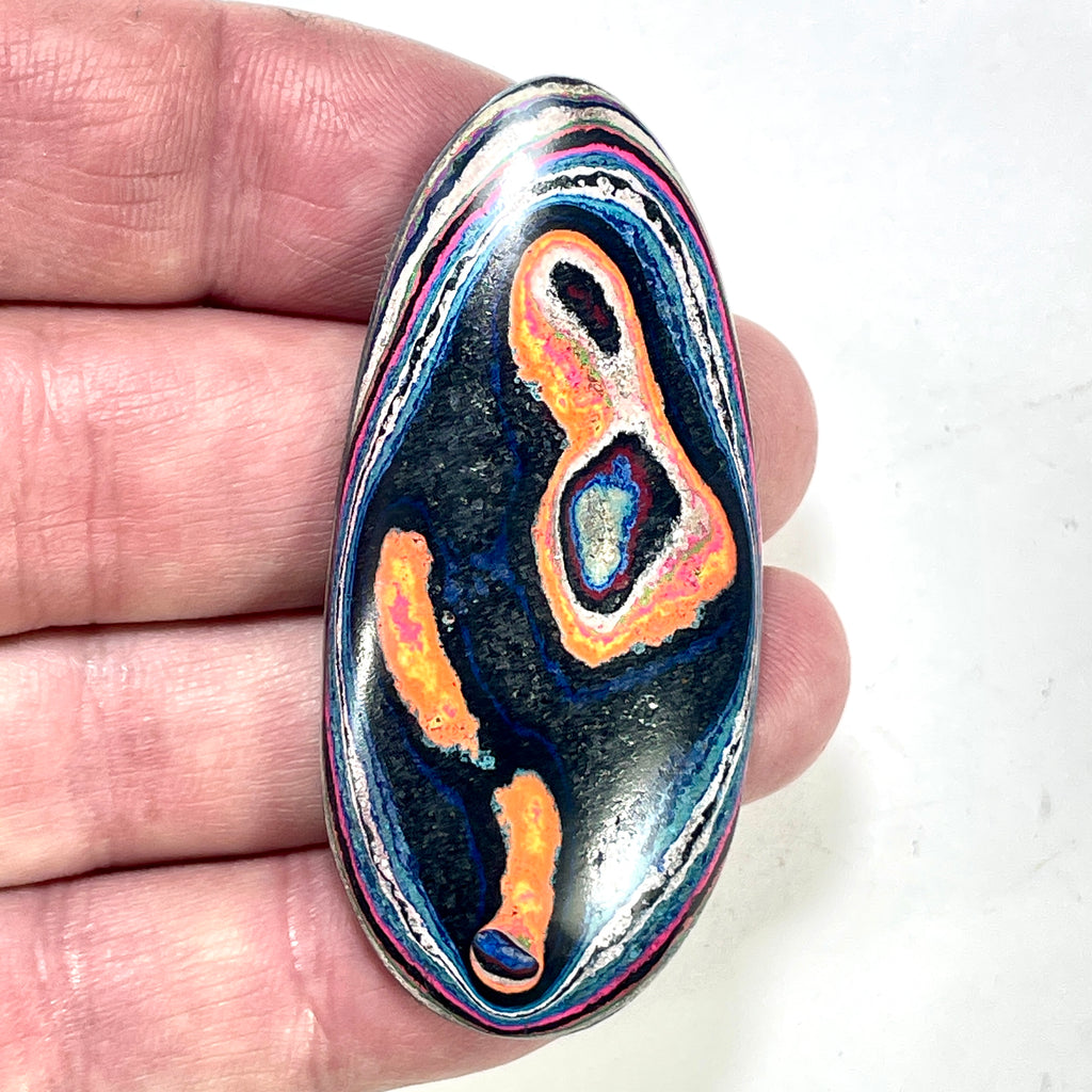 DVH Fluorescent Funkite Freeform Cabochon 62x29x7mm (Like Fordite) (6443)