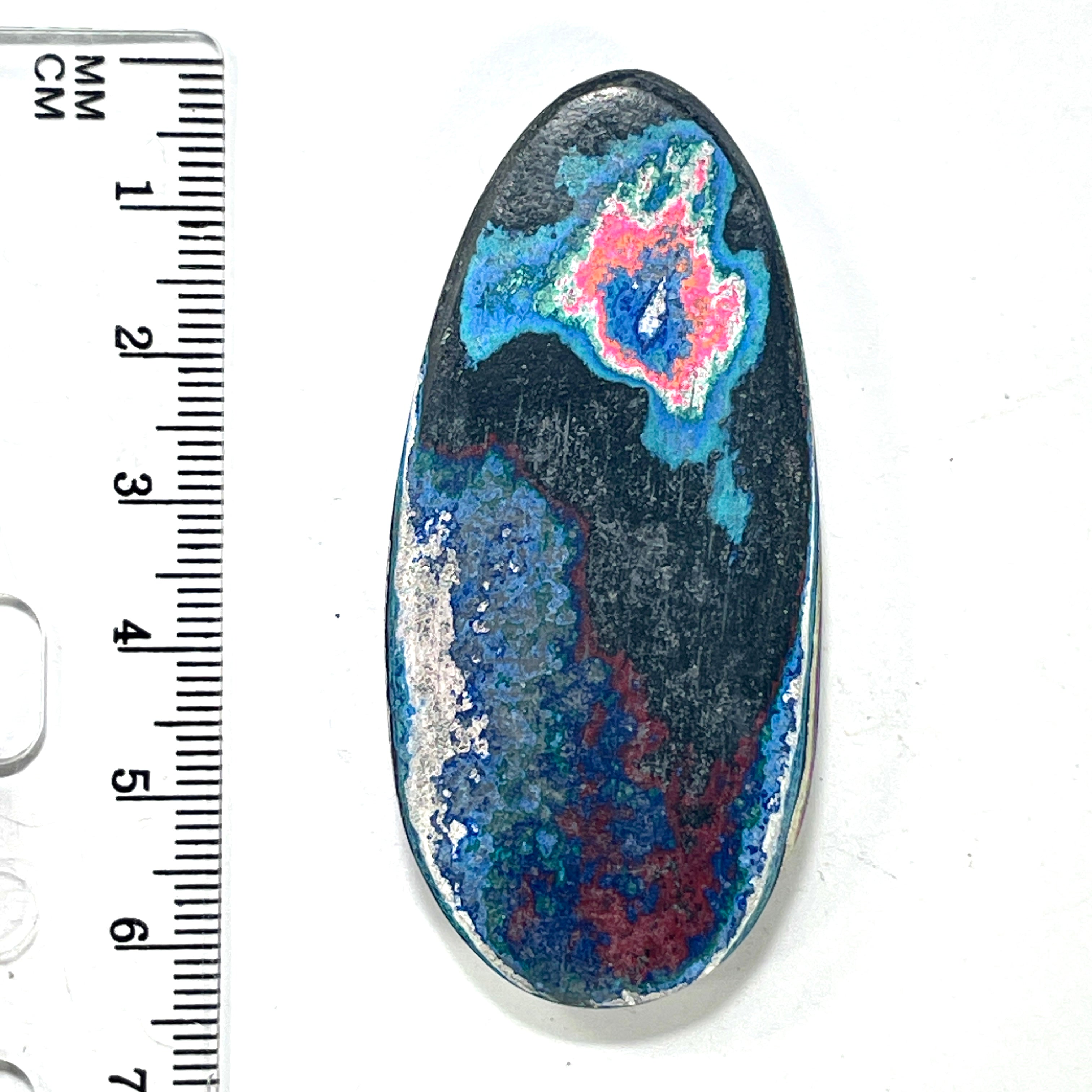 DVH Fluorescent Funkite Freeform Cabochon 62x29x7mm (Like Fordite) (6443)