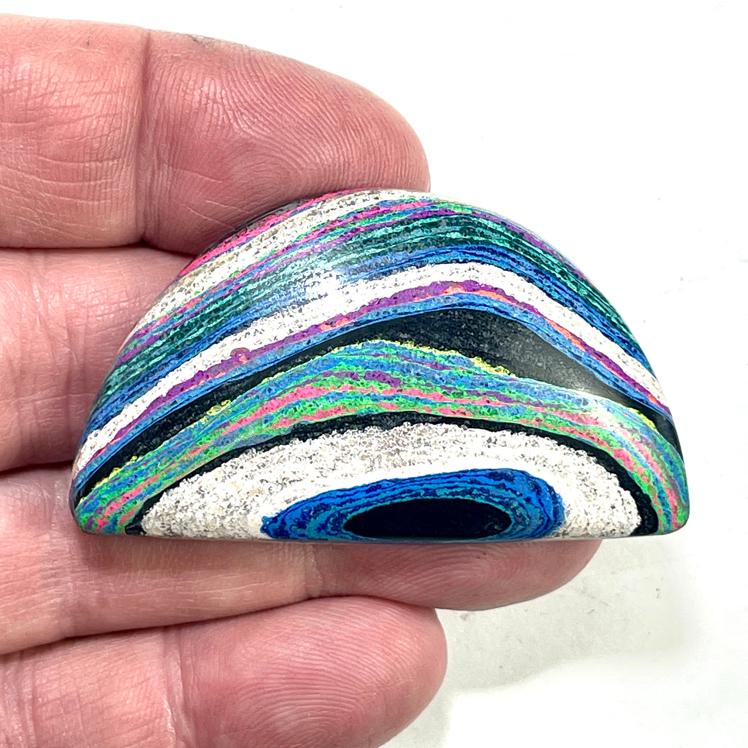 DVH Fluorescent Funkite Freeform Cabochon 56x32x8mm (Like Fordite) (6444) - DVHdesigns