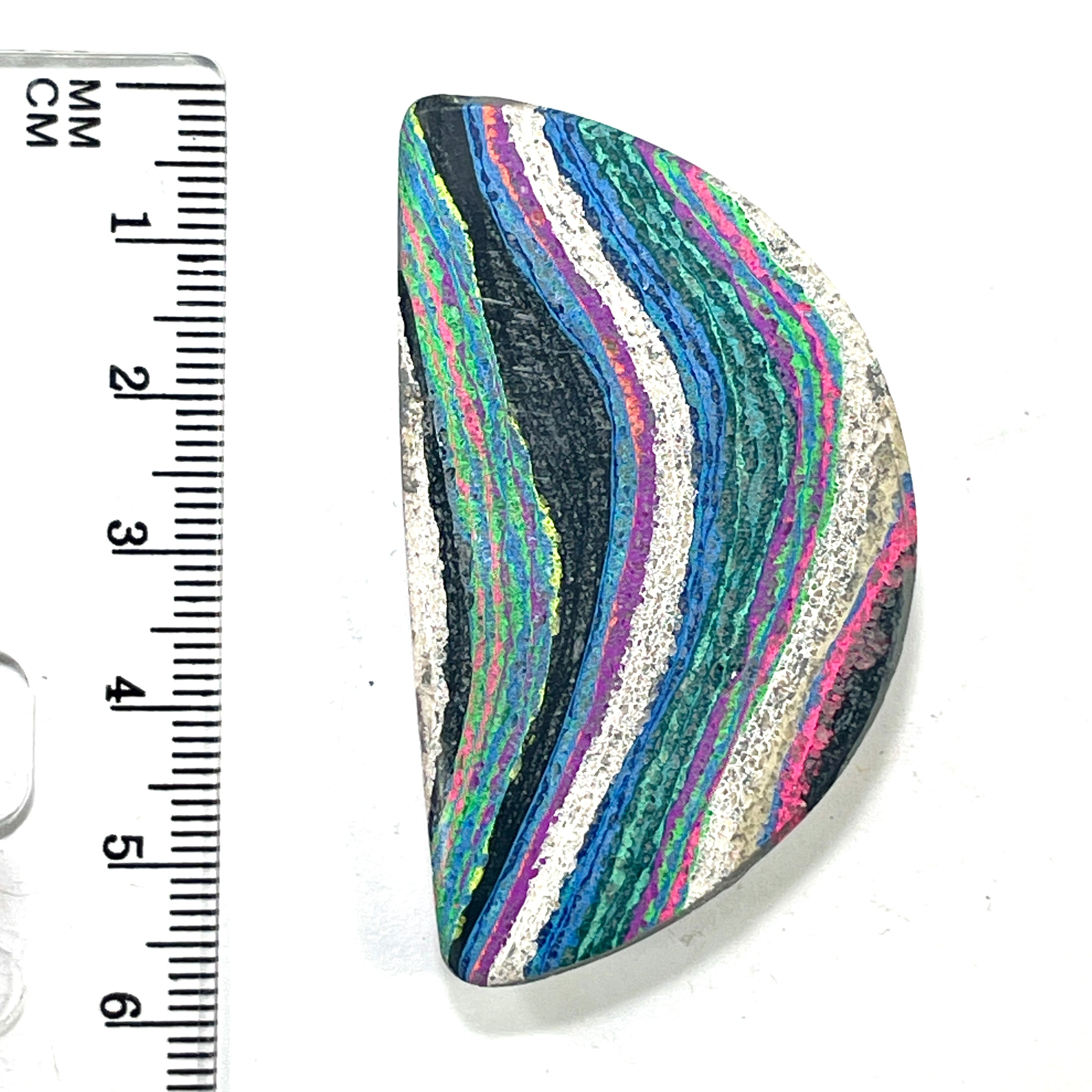DVH Fluorescent Funkite Freeform Cabochon 56x32x8mm (Like Fordite) (6444) - DVHdesigns