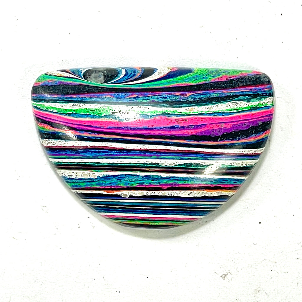 DVH Fluorescent Funkite Freeform Cabochon 21x32x7mm (Like Fordite) (6445)