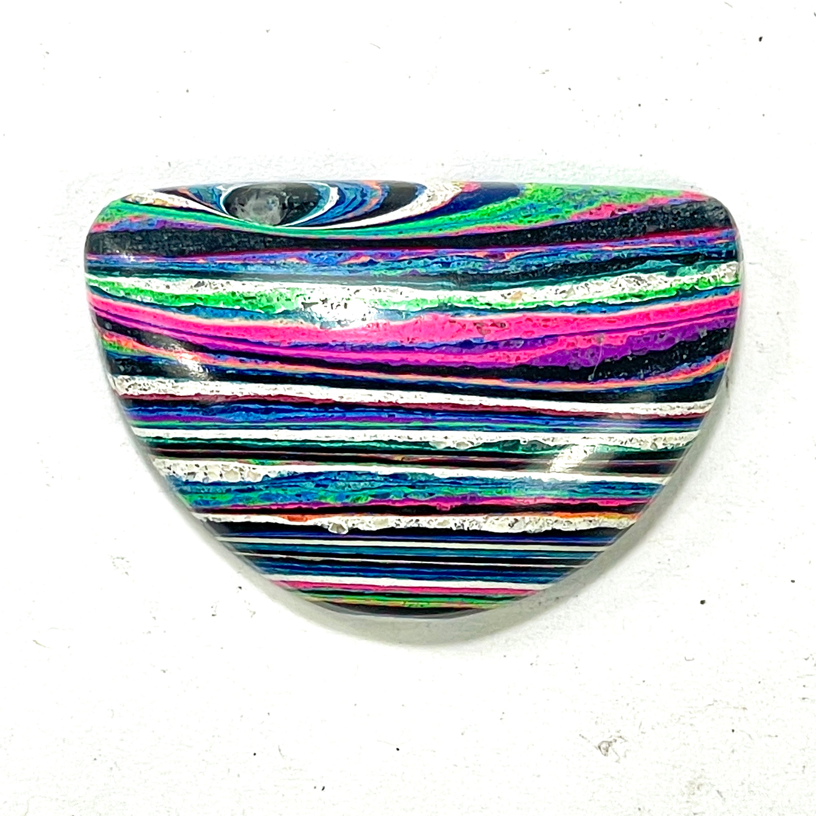 DVH Fluorescent Funkite Freeform Cabochon 21x32x7mm (Like Fordite) (6445)