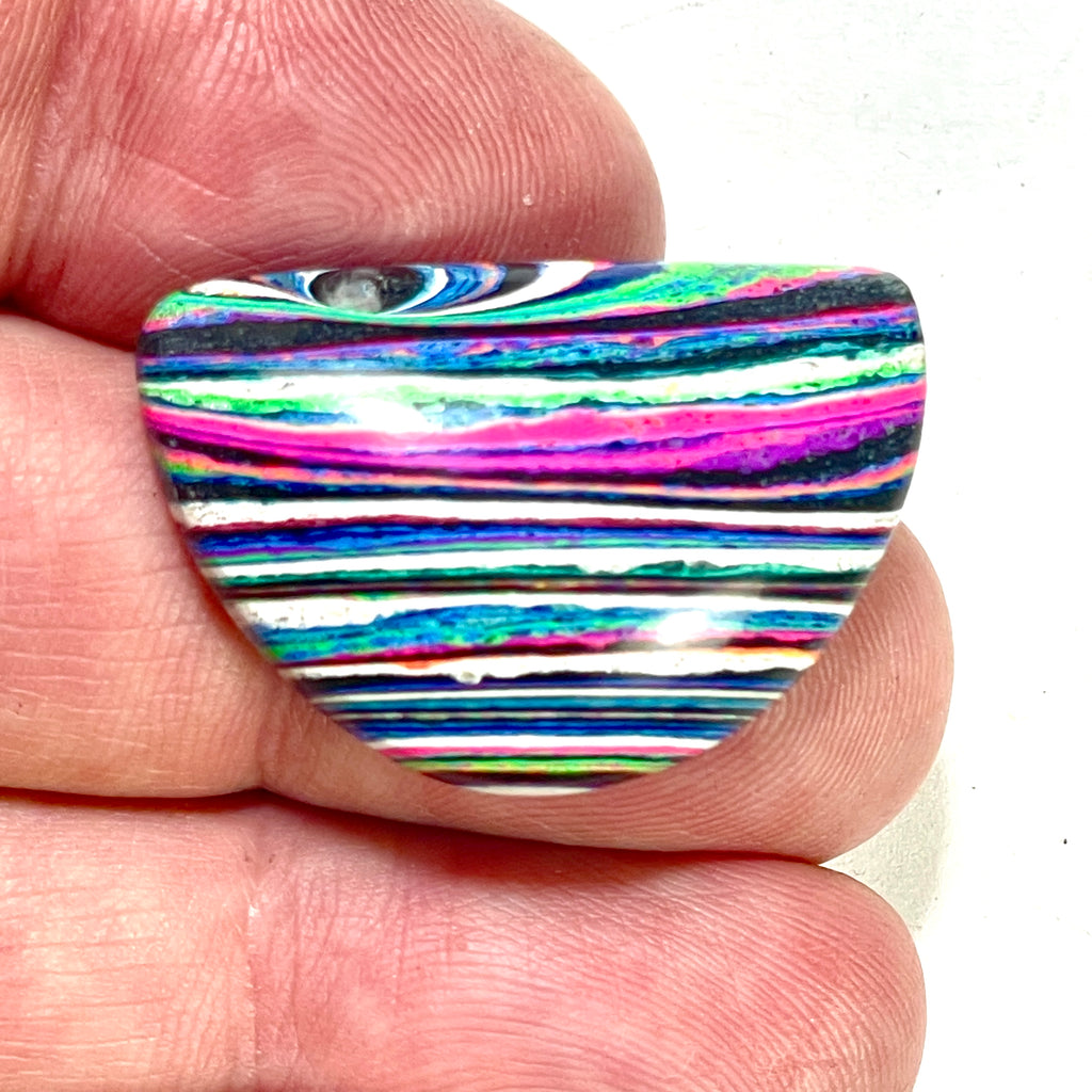 DVH Fluorescent Funkite Freeform Cabochon 21x32x7mm (Like Fordite) (6445)