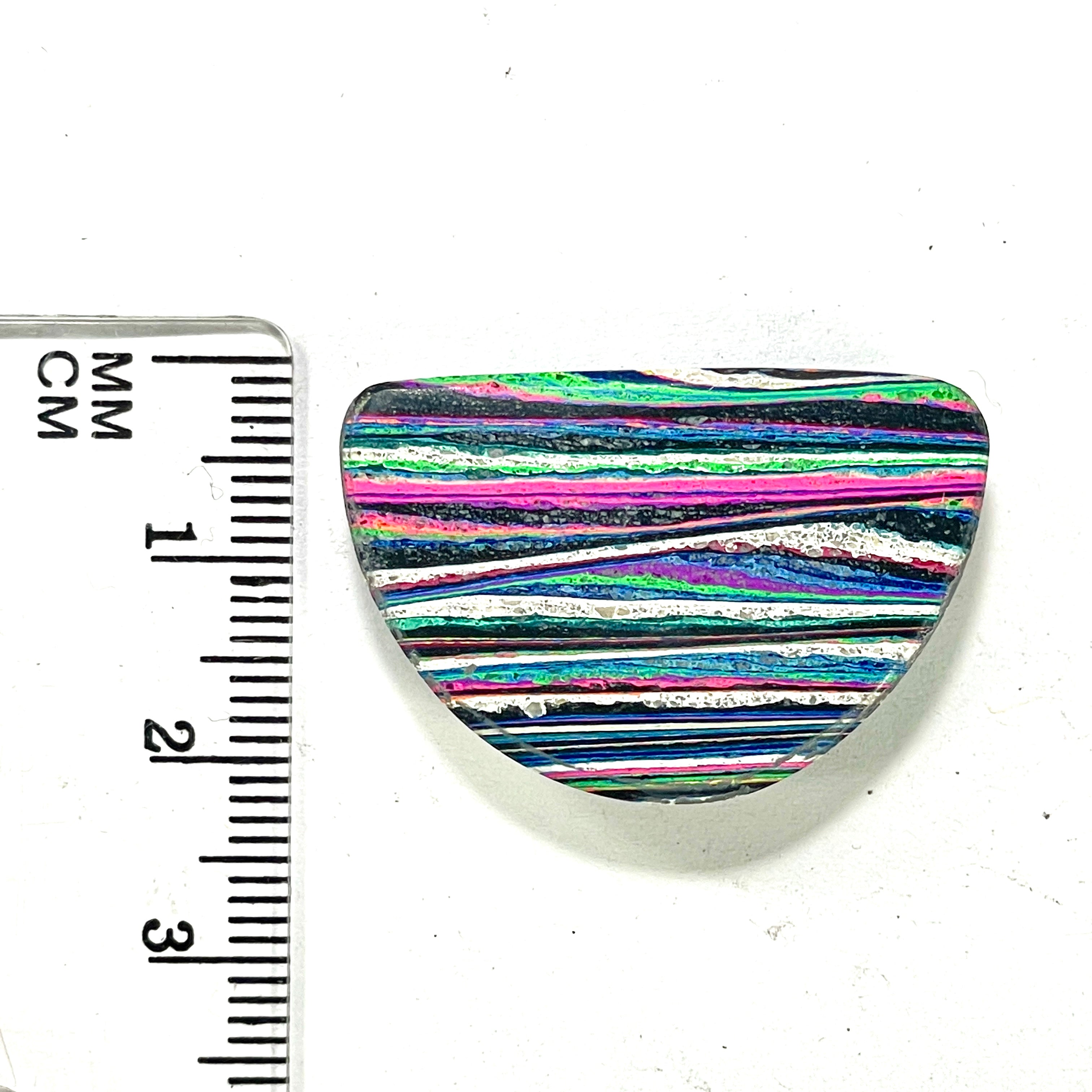 DVH Fluorescent Funkite Freeform Cabochon 21x32x7mm (Like Fordite) (6445)