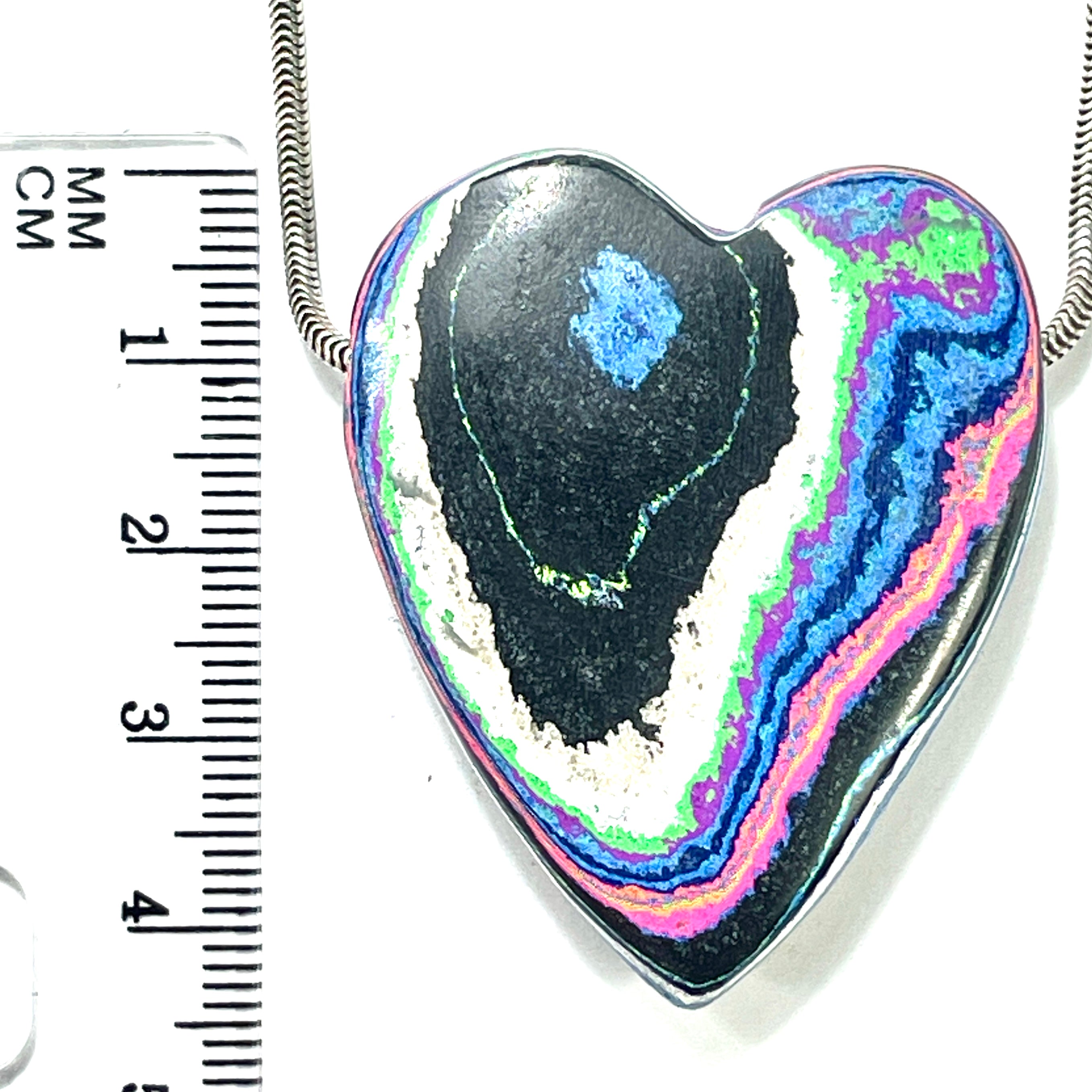 DVH Fluorescent Funkite Freeform Heart Bead Pendant 44x36x9mm (Like Fordite) (6462)