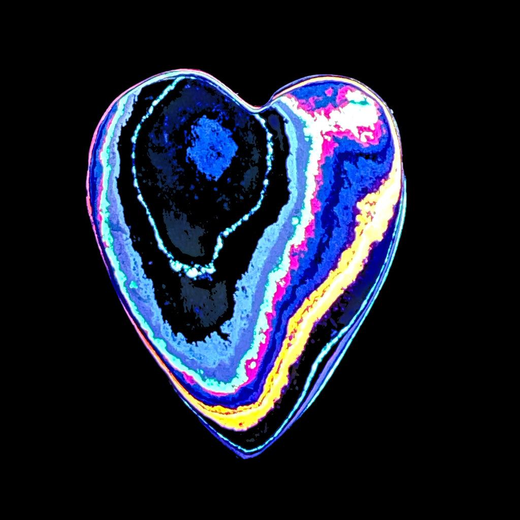 DVH Fluorescent Funkite Freeform Heart Bead Pendant 44x36x9mm (Like Fordite) (6462)