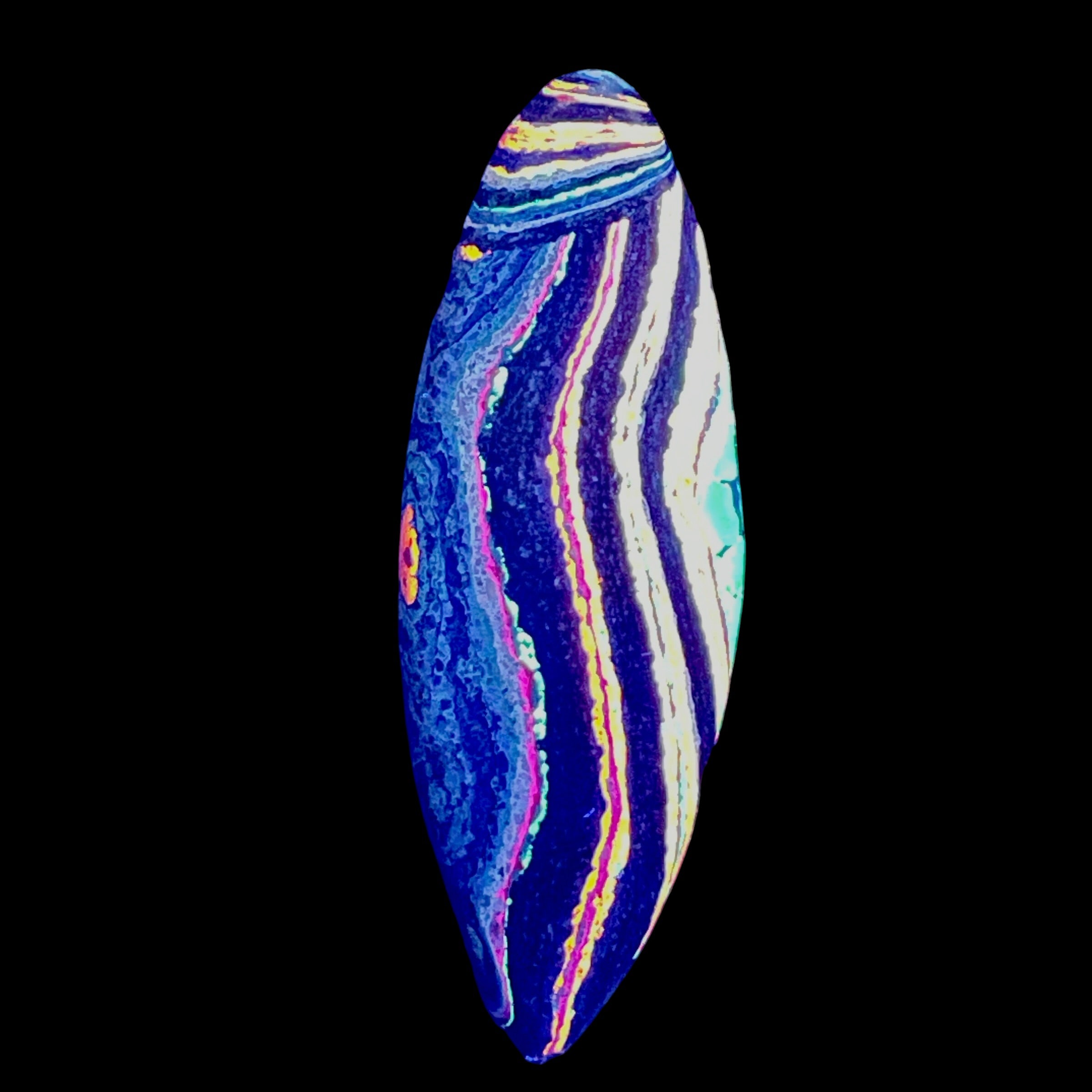 DVH Fluorescent Funkite Freeform Bead Pendant 65x22x14mm (Like Fordite) (6463)