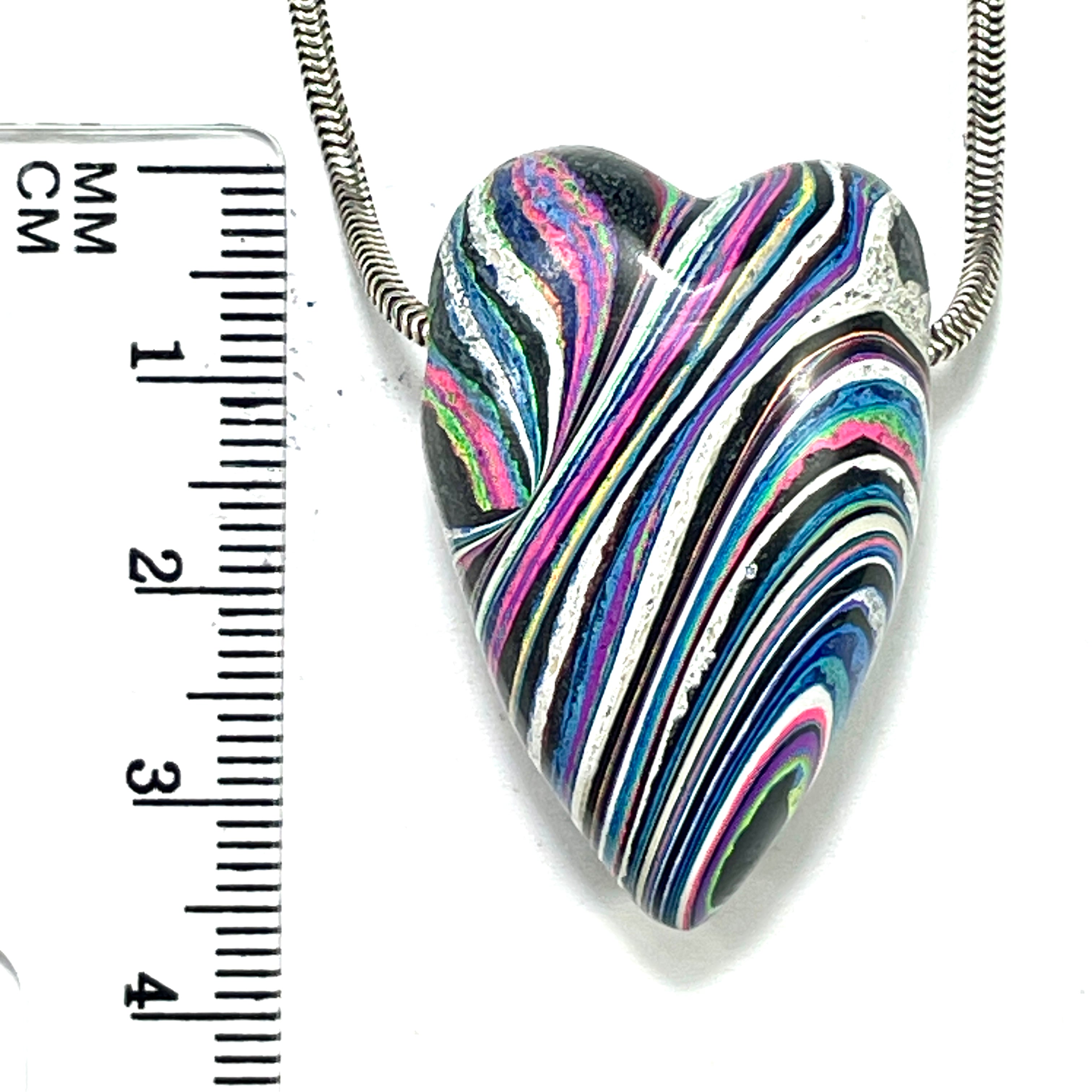 DVH Fluorescent Funkite Freeform Heart Bead Pendant 36x24x17mm (Like Fordite) (6464)