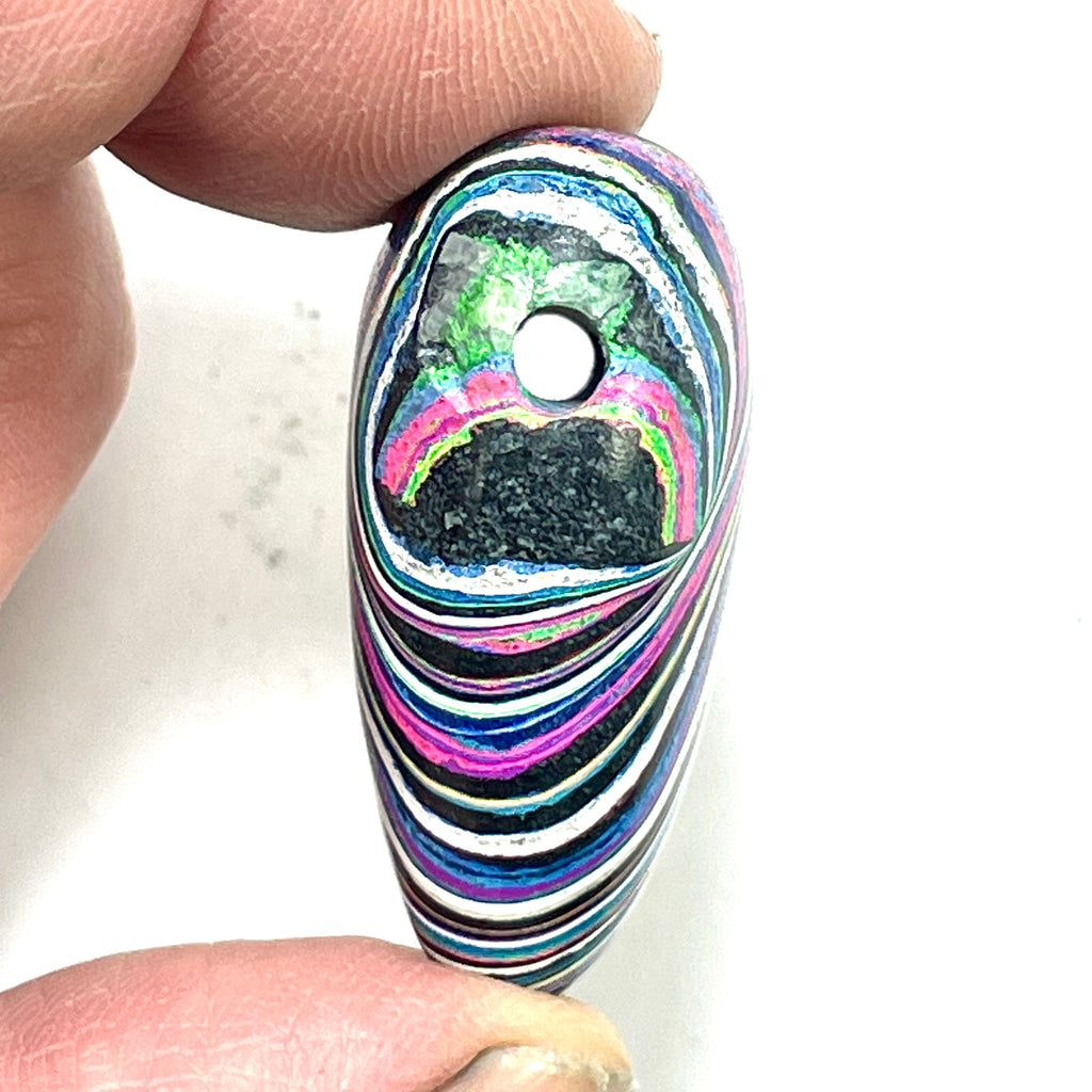 DVH Fluorescent Funkite Freeform Heart Bead Pendant 36x24x17mm (Like Fordite) (6464)