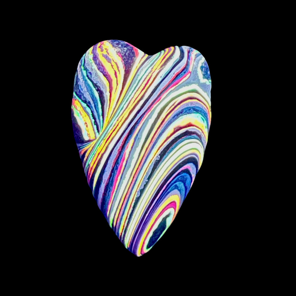 DVH Fluorescent Funkite Freeform Heart Bead Pendant 36x24x17mm (Like Fordite) (6464)
