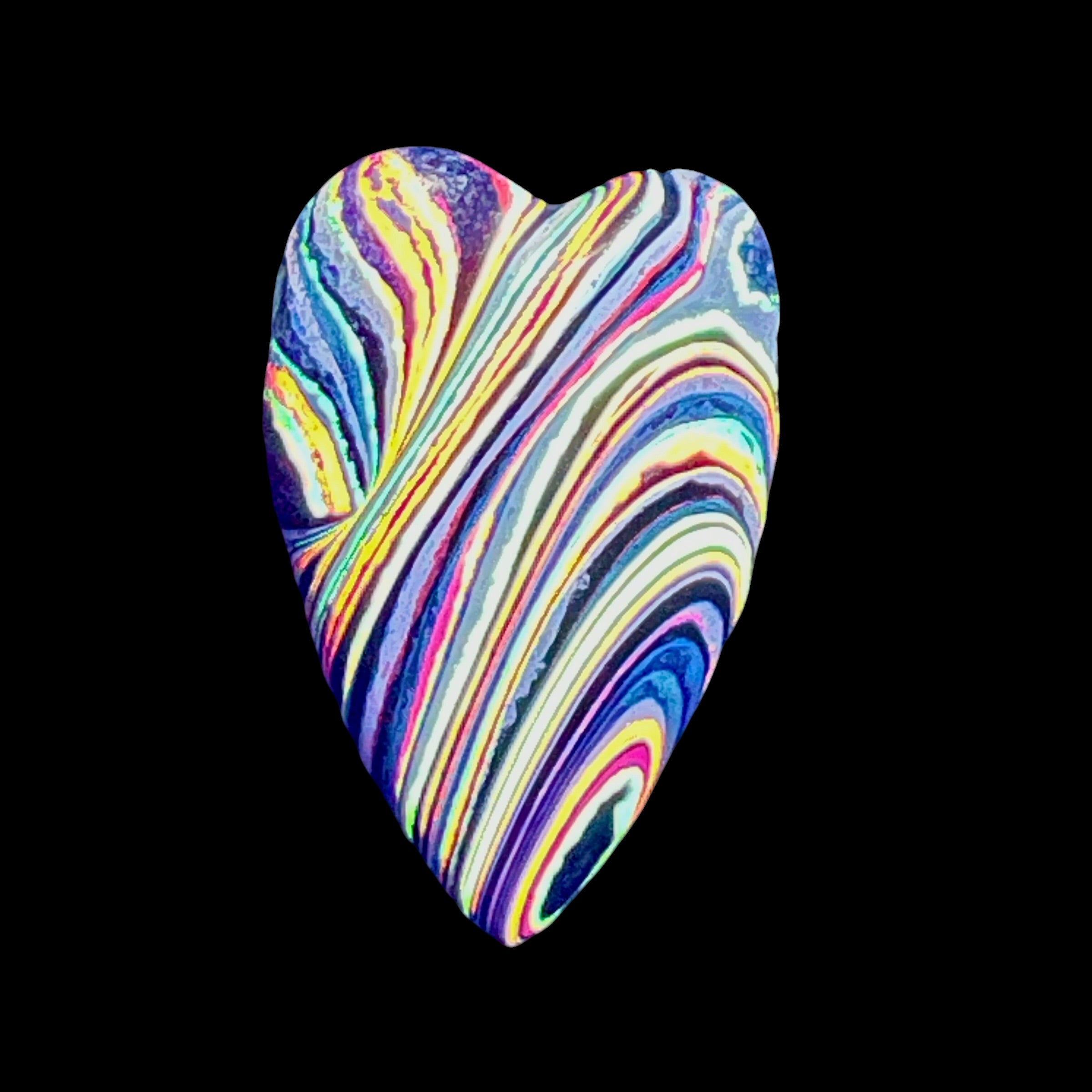 DVH Fluorescent Funkite Freeform Heart Bead Pendant 36x24x17mm (Like Fordite) (6464)