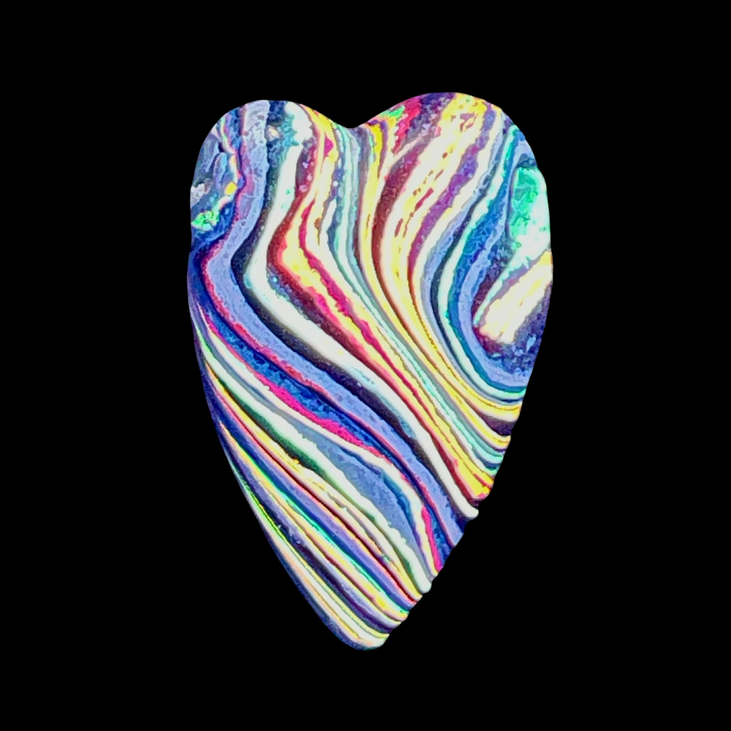 DVH Fluorescent Funkite Freeform Heart Bead Pendant 36x24x17mm (Like Fordite) (6464)