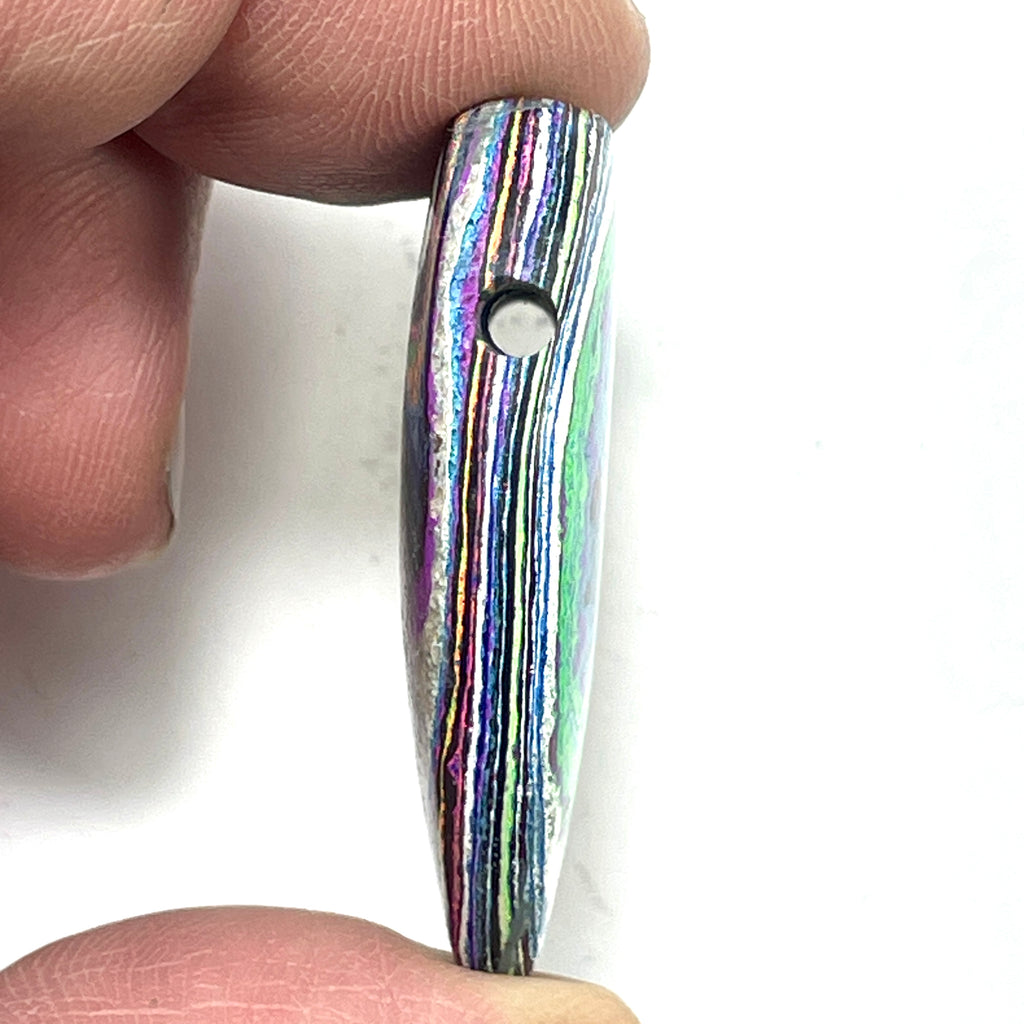 DVH Fluorescent Funkite Freeform Heart Bead Pendant 40x32x9mm (Like Fordite) (6465)