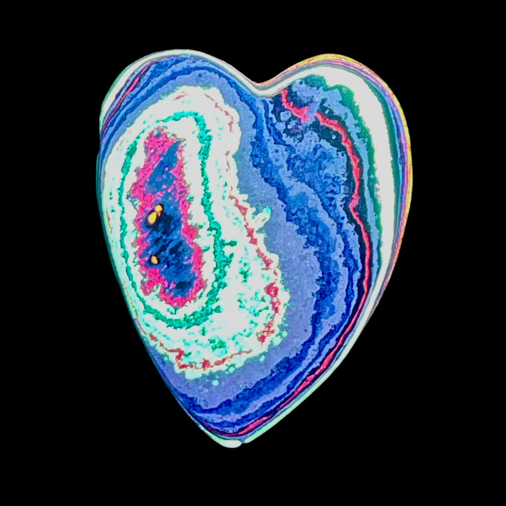 DVH Fluorescent Funkite Freeform Heart Bead Pendant 40x32x9mm (Like Fordite) (6465)