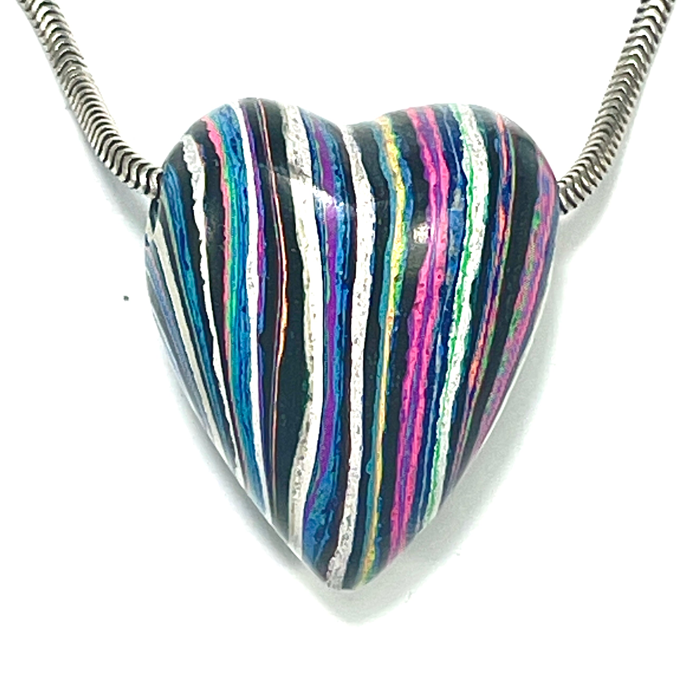 DVH Fluorescent Funkite Heart Bead Industrial Paint (Fordite related) 26x22x17mm (6634)