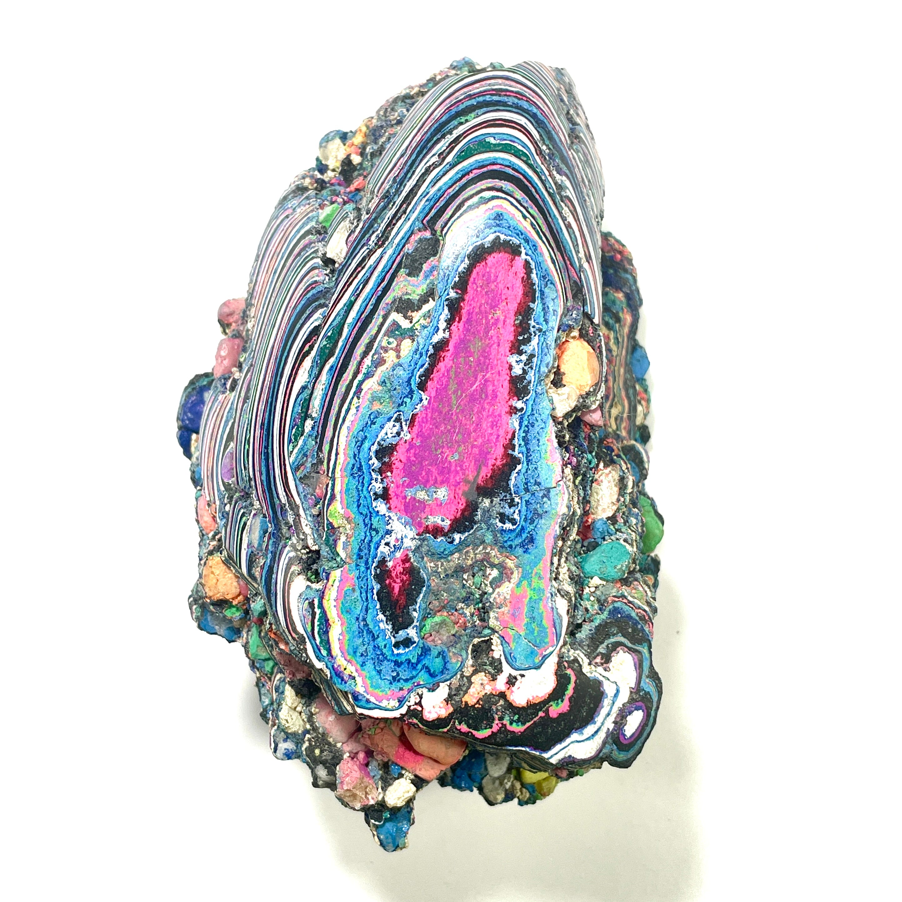 AAA+ Fluorescent Funkite Polished Face Display Specimen 110x73x53mm 325g Like Fordite (6637)