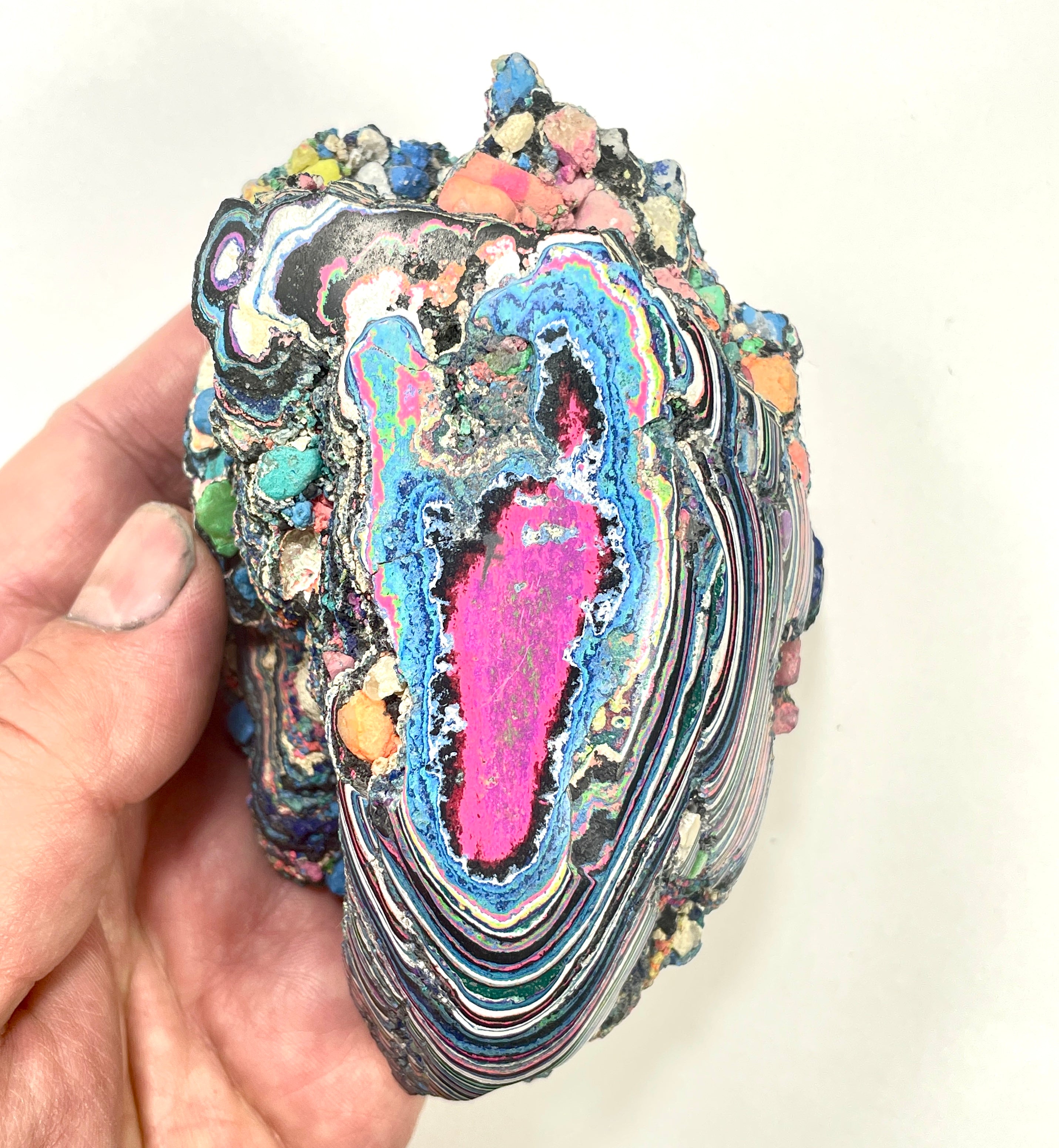 AAA+ Fluorescent Funkite Polished Face Display Specimen 110x73x53mm 325g Like Fordite (6637)