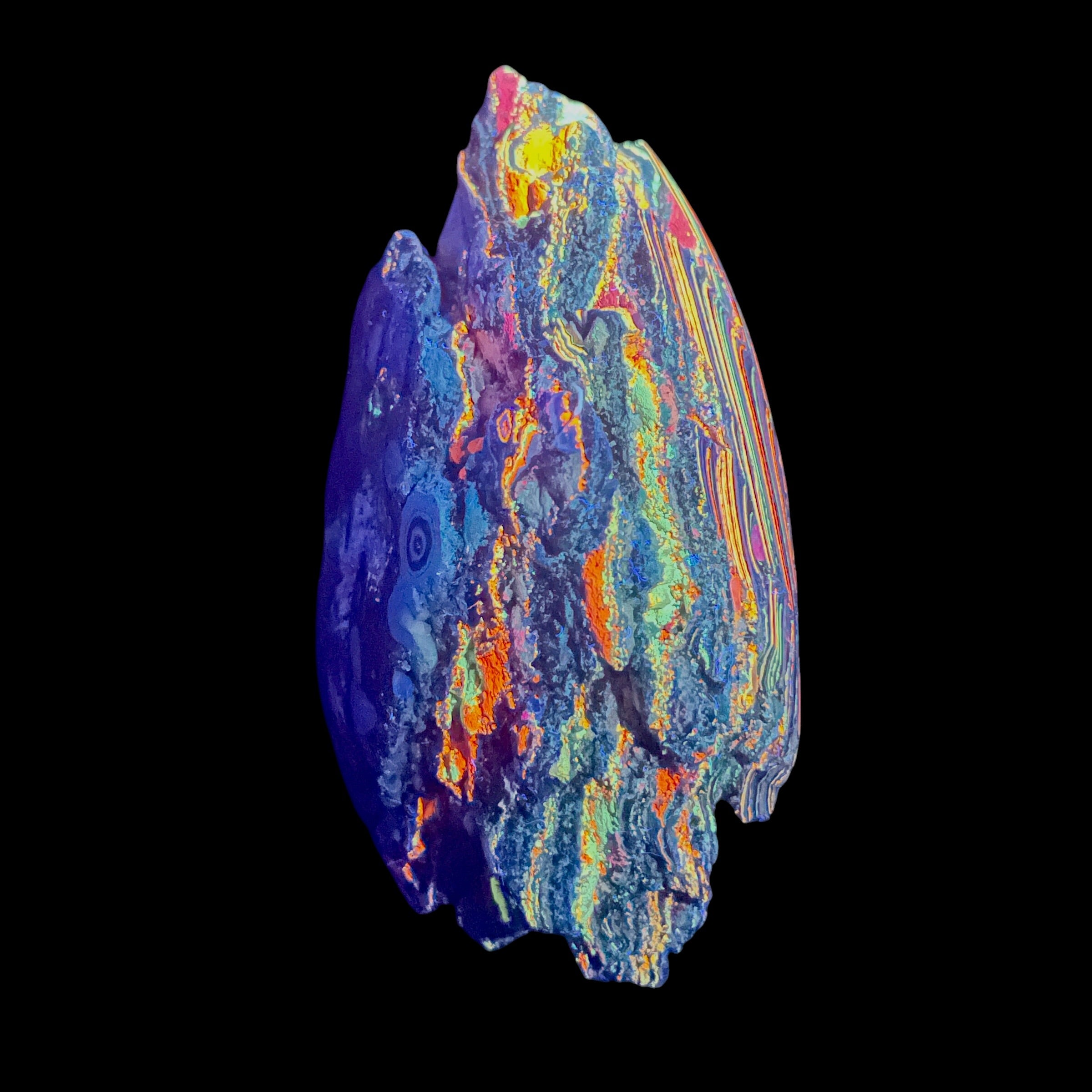 AAA+ Fluorescent Funkite Polished Face Display Specimen 110x73x53mm 325g Like Fordite (6637)