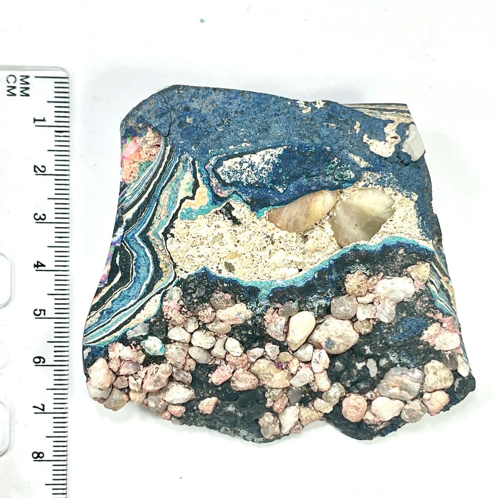 DVH Fluorescent Funkite Polished Face Rough Specimen 70x70x22mm 112g Like Fordite (6638)