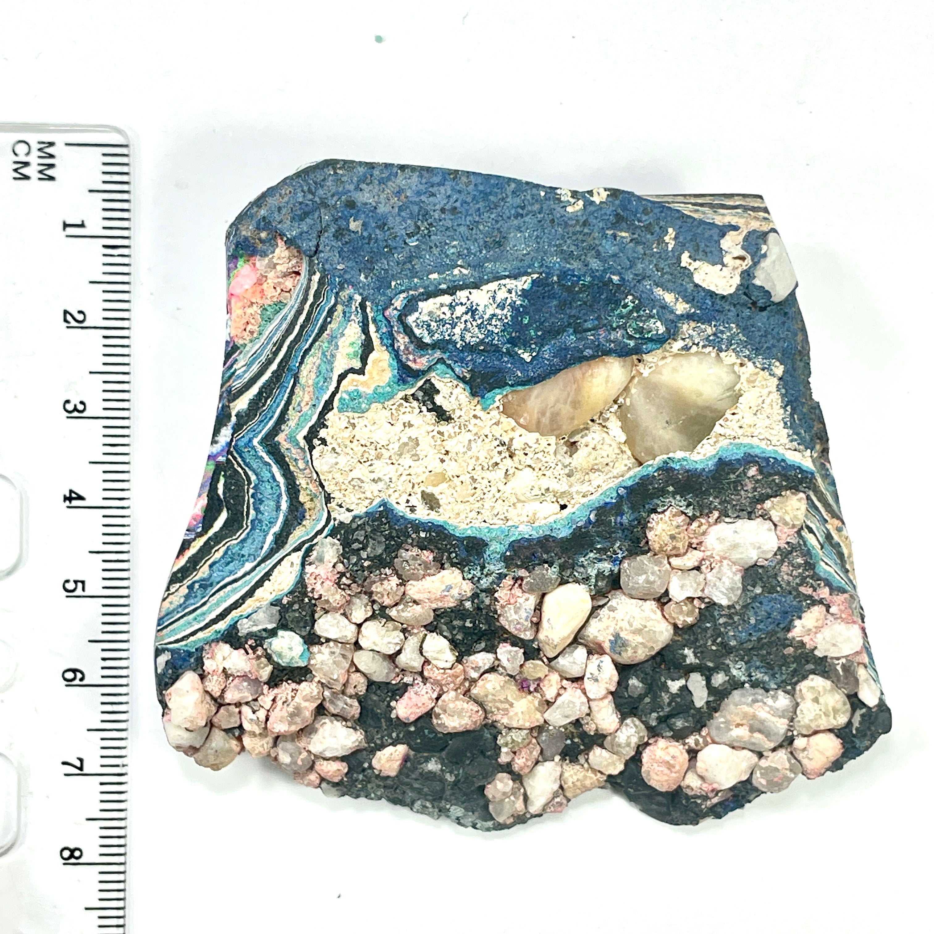 DVH Fluorescent Funkite Polished Face Rough Specimen 70x70x22mm 112g Like Fordite (6638)