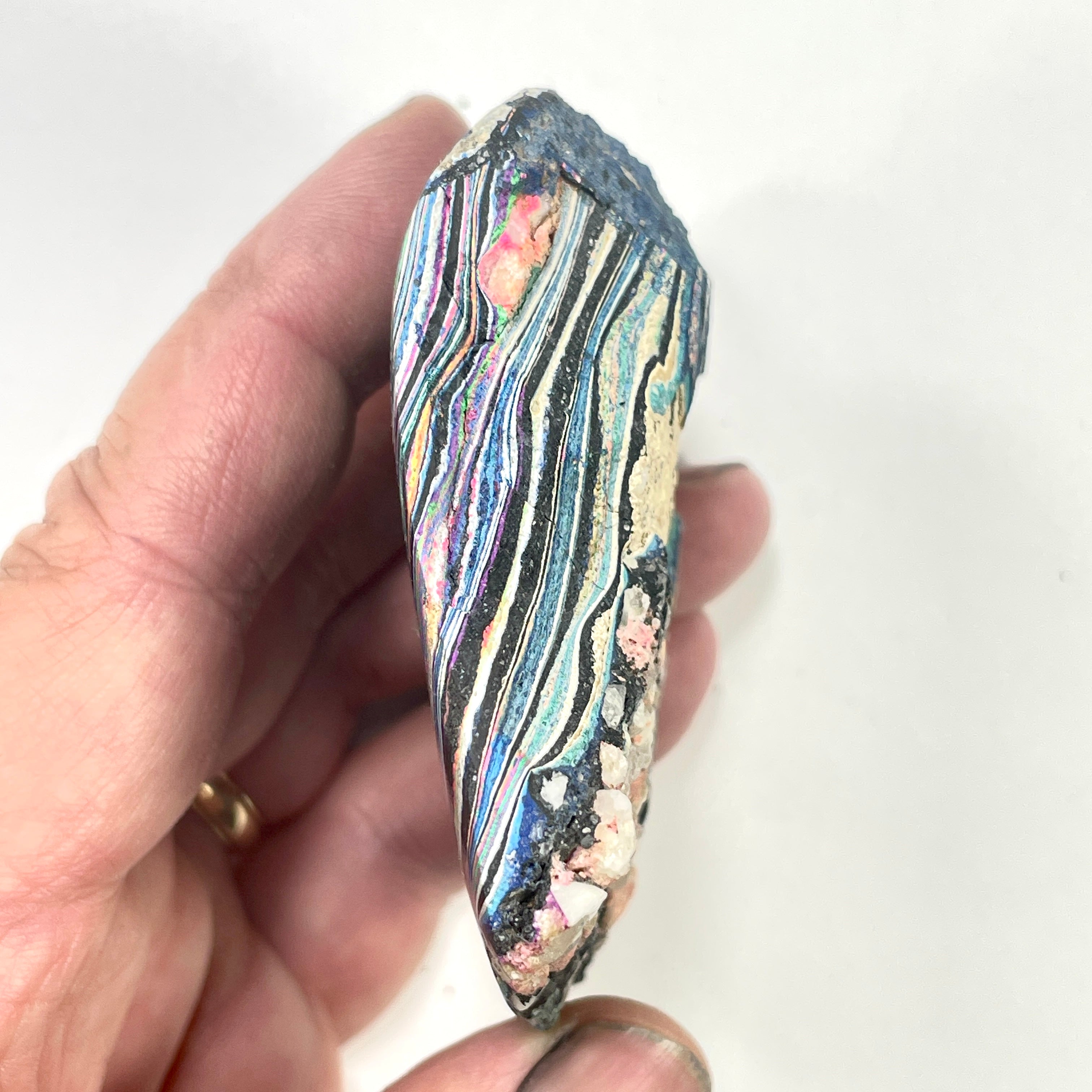 DVH Fluorescent Funkite Polished Face Rough Specimen 70x70x22mm 112g Like Fordite (6638)