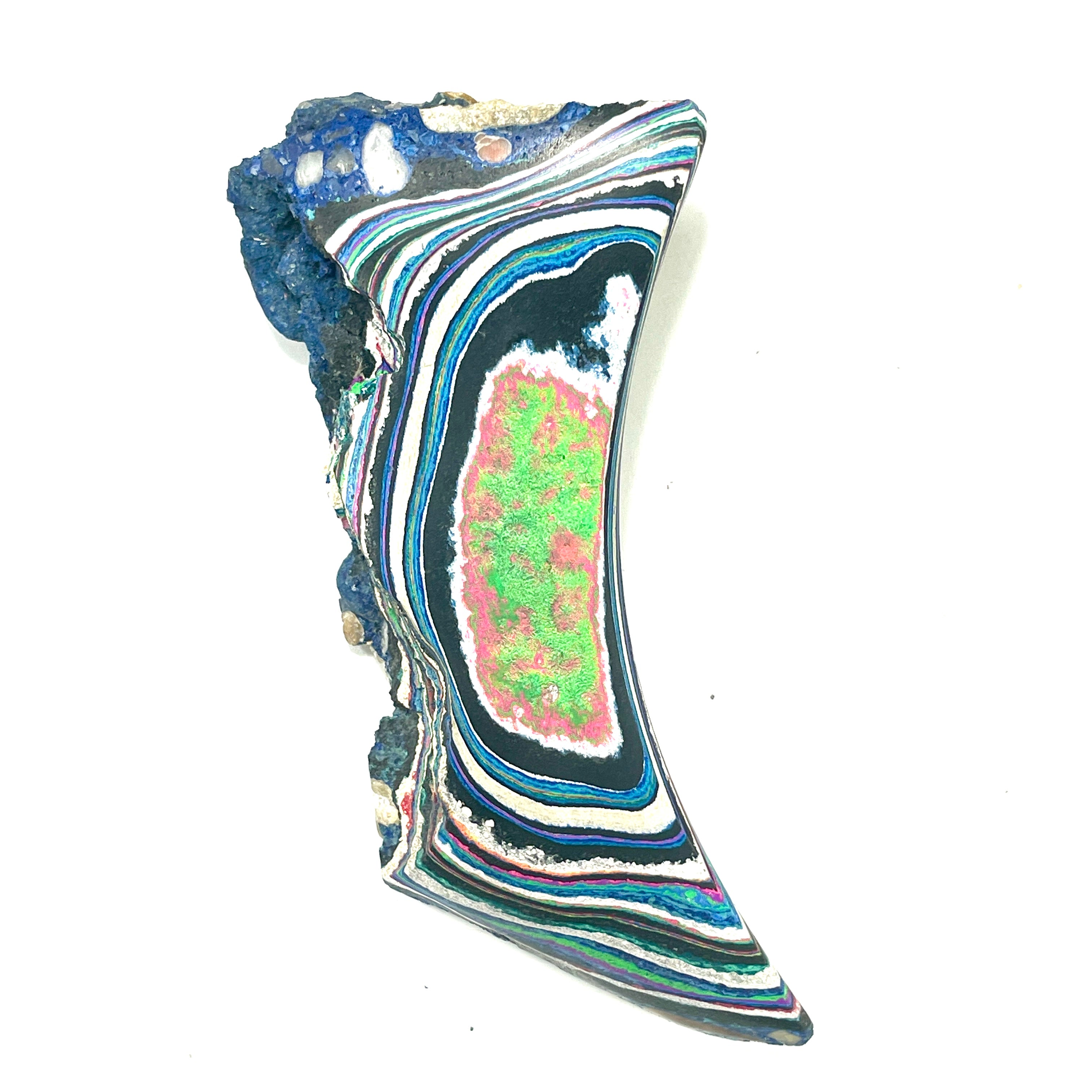 DVH Fluorescent Funkite Polished Face Rough Specimen 91x33x20mm 76g Like Fordite (6639)