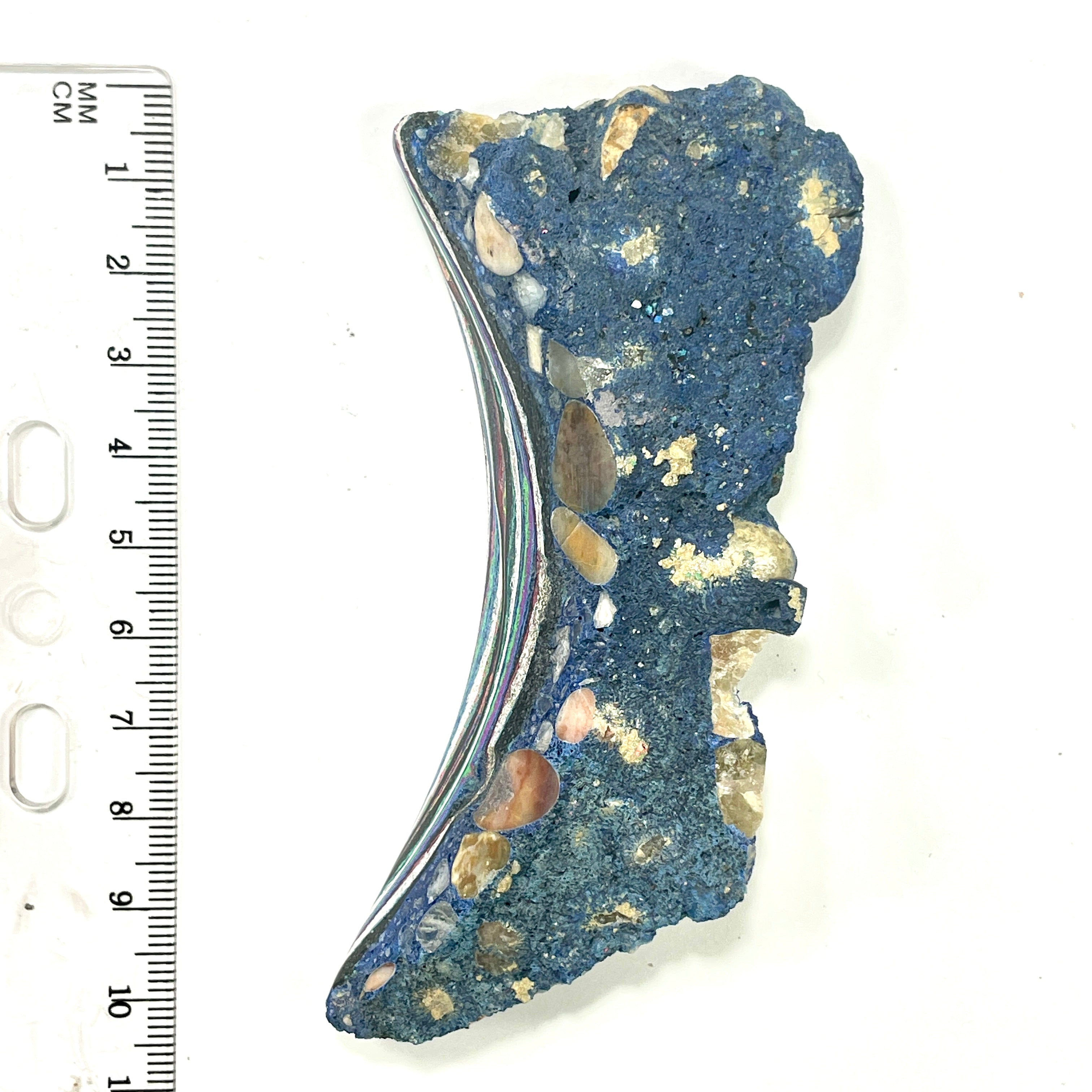 DVH Fluorescent Funkite Polished Face Rough Specimen 91x33x20mm 76g Like Fordite (6639)
