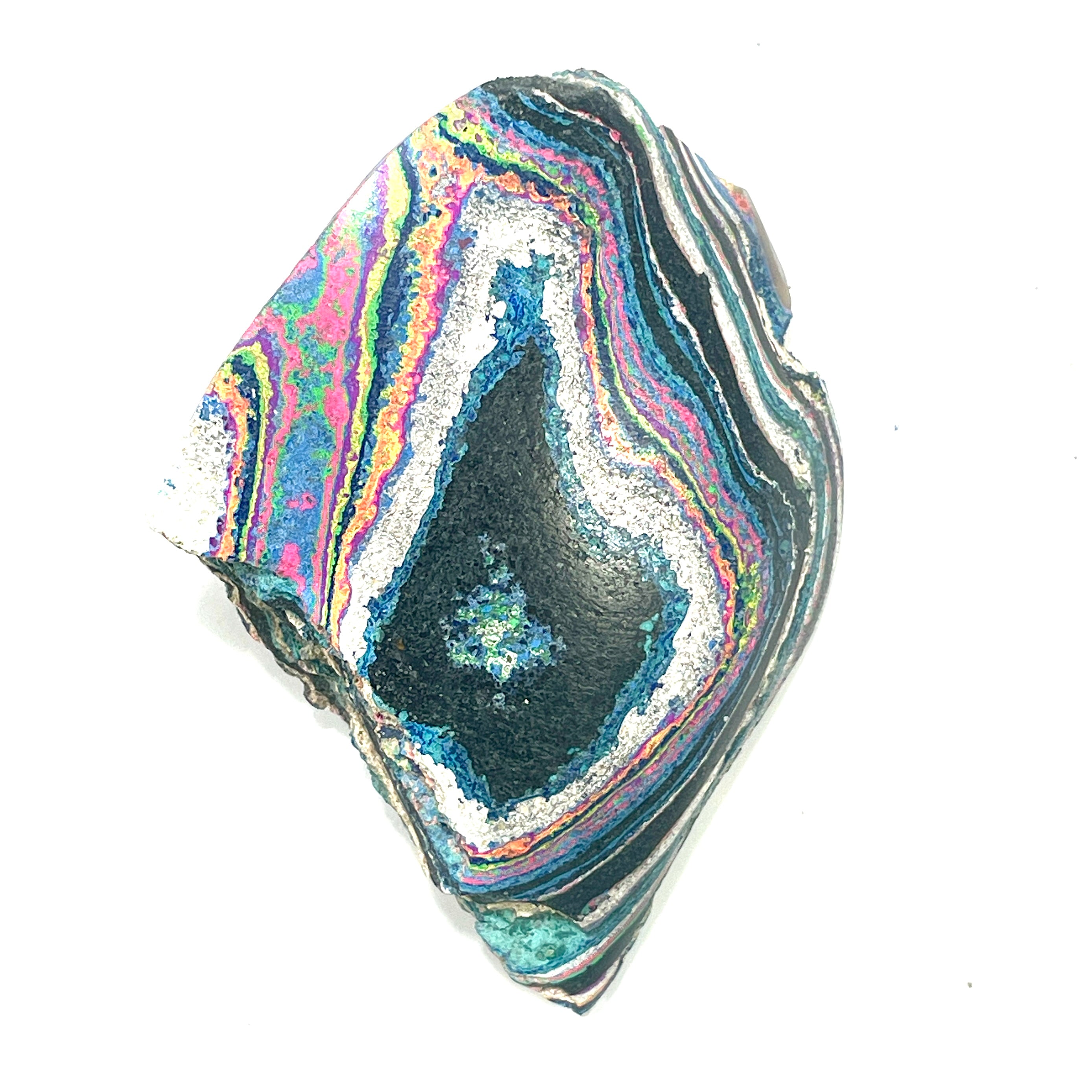 DVH Fluorescent Funkite Polished Face Rough Specimen 80x63x20mm 72g Like Fordite (6640)