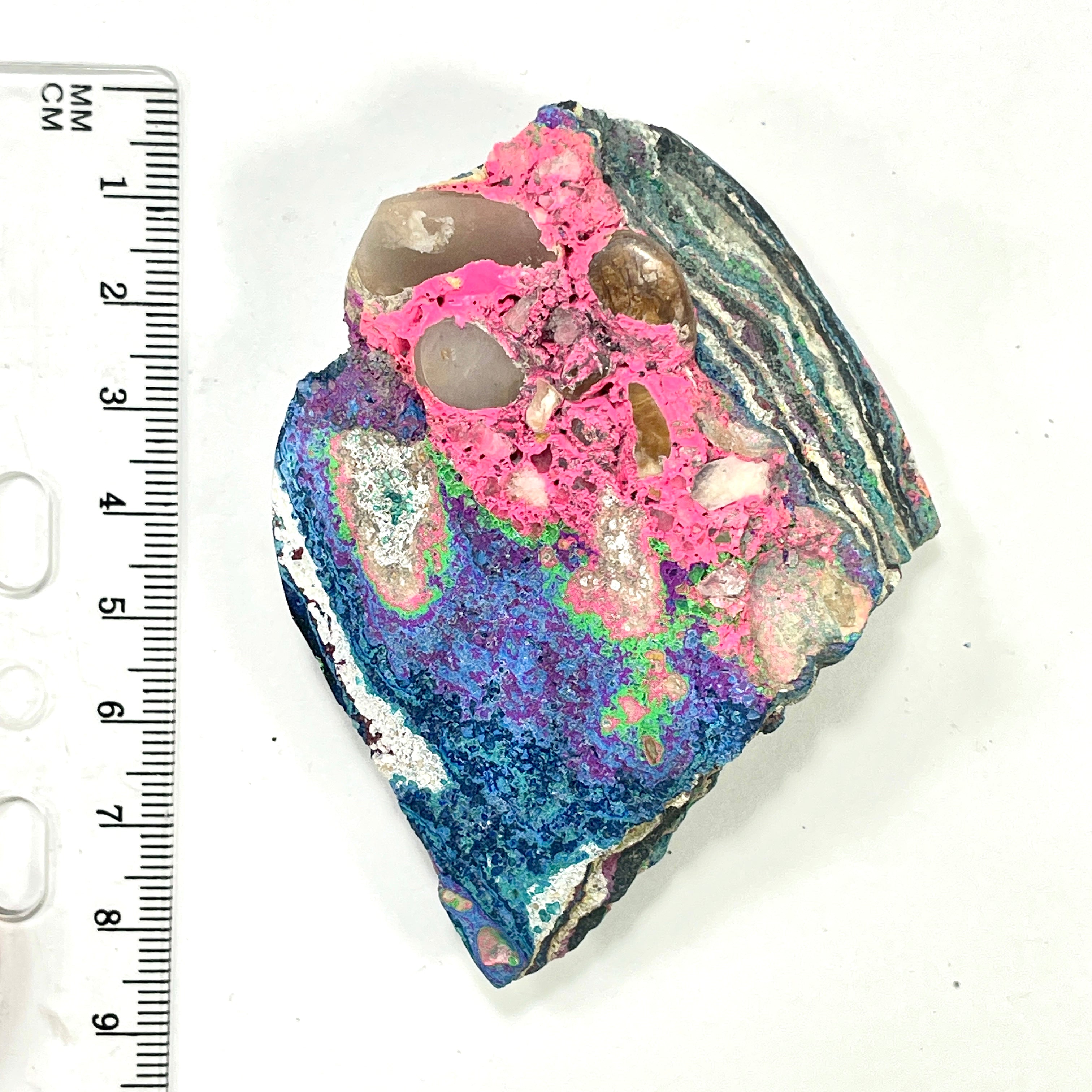 DVH Fluorescent Funkite Polished Face Rough Specimen 80x63x20mm 72g Like Fordite (6640)