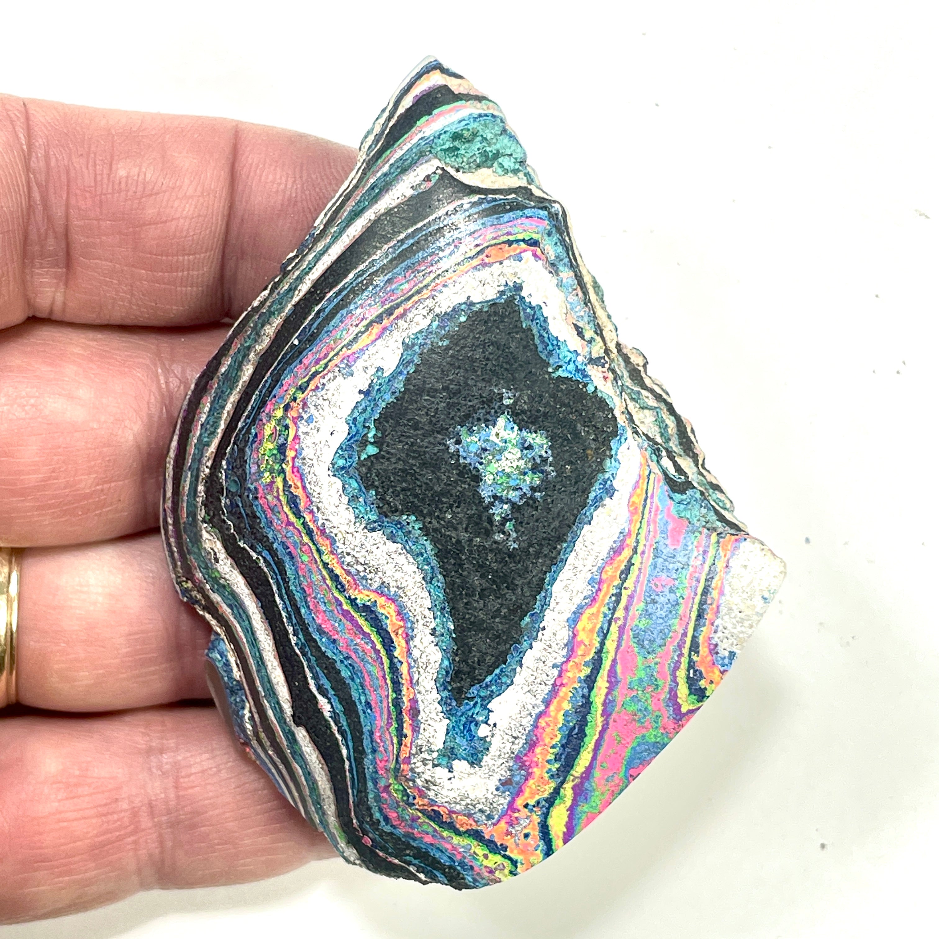 DVH Fluorescent Funkite Polished Face Rough Specimen 80x63x20mm 72g Like Fordite (6640)