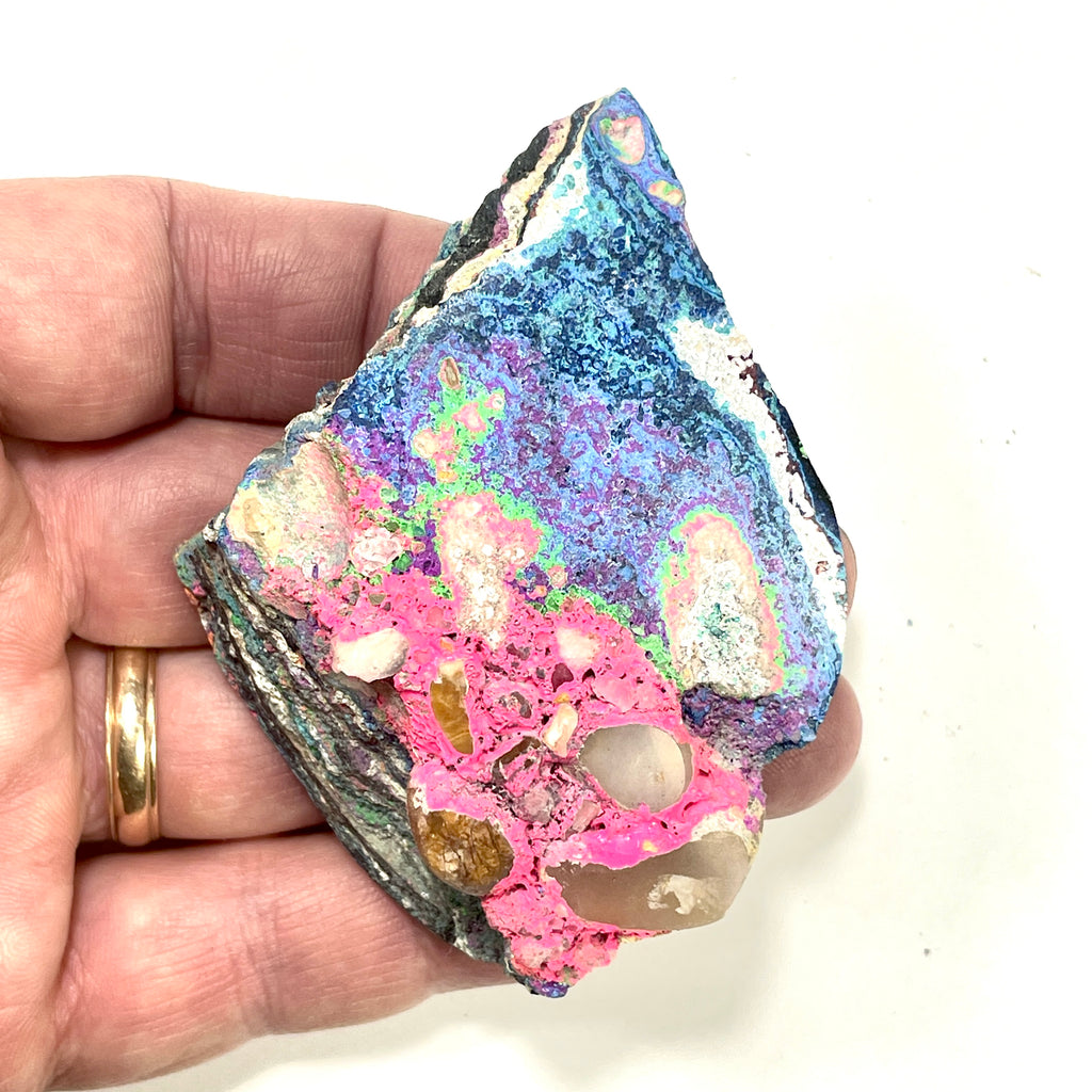 DVH Fluorescent Funkite Polished Face Rough Specimen 80x63x20mm 72g Like Fordite (6640)