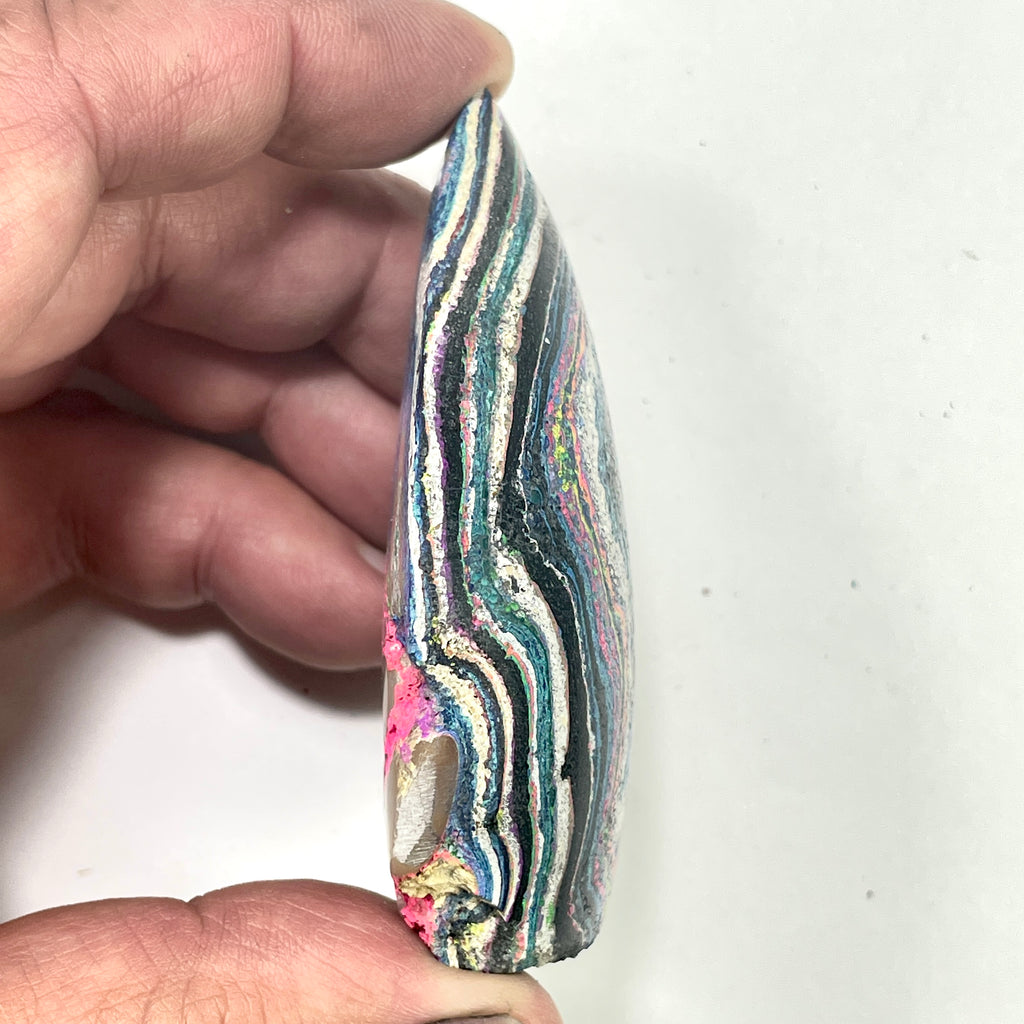 DVH Fluorescent Funkite Polished Face Rough Specimen 80x63x20mm 72g Like Fordite (6640)