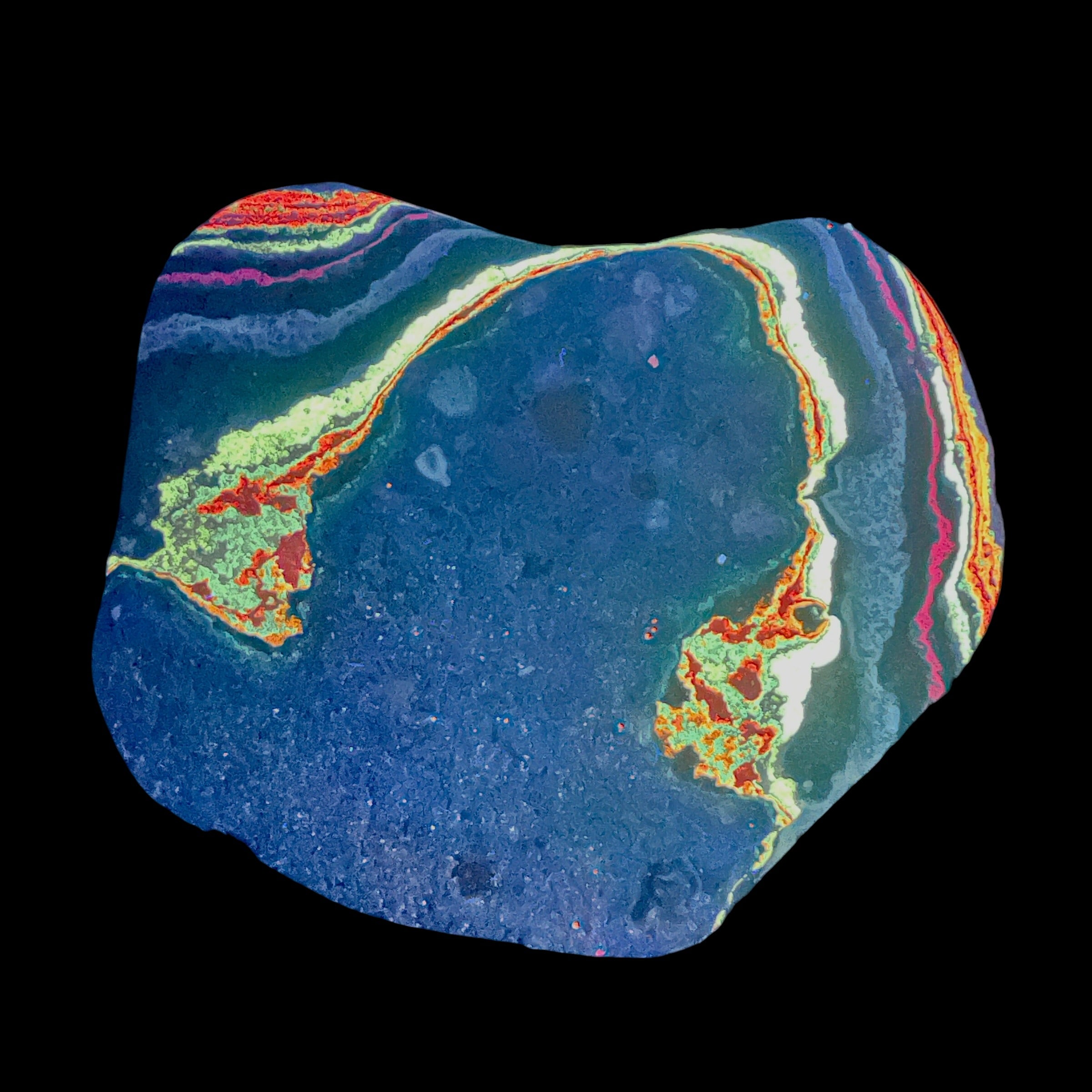 DVH Fluorescent Funkite Polished Face Rough Specimen 90x75x11mm 90g Like Fordite (6641)