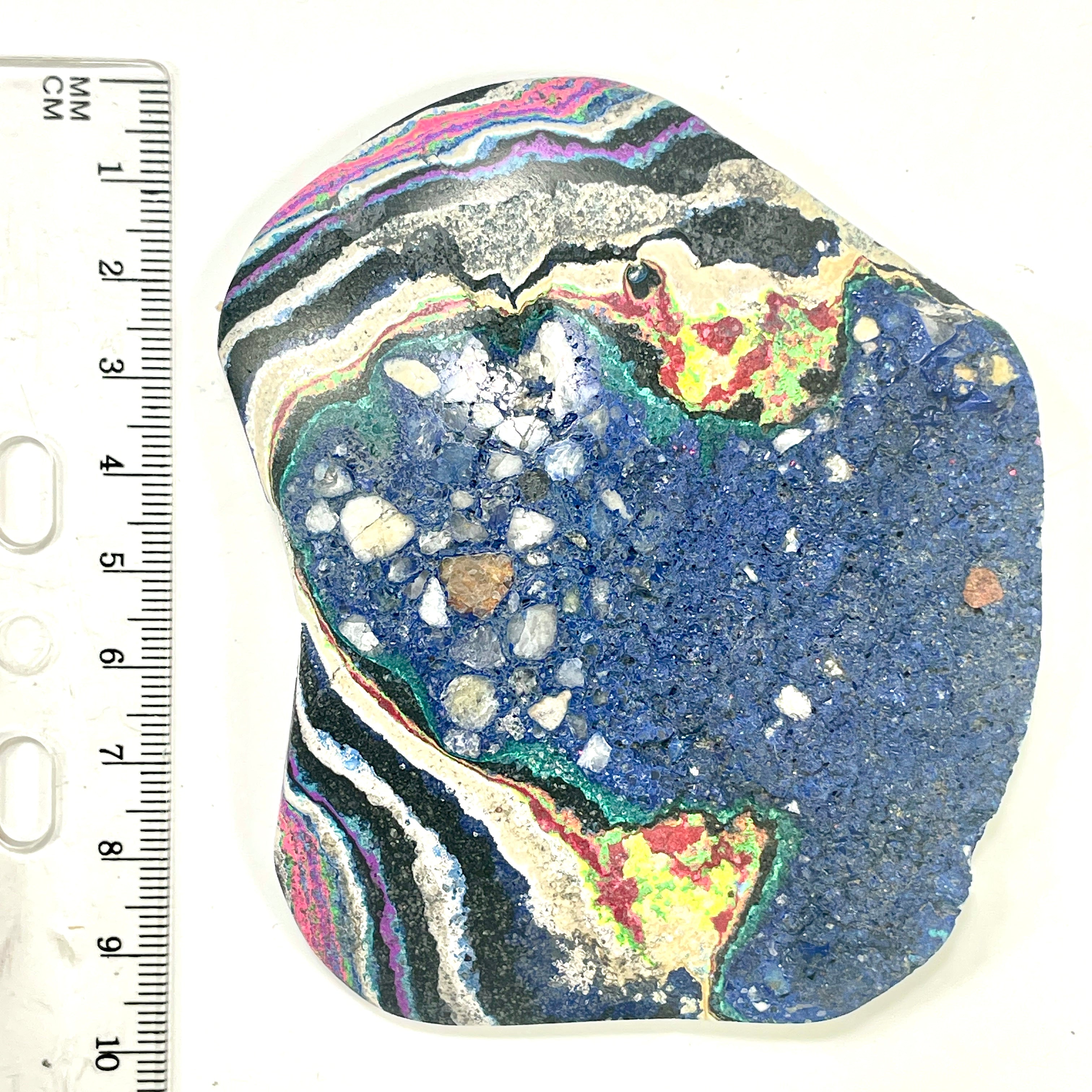 DVH Fluorescent Funkite Polished Face Rough Specimen 90x75x11mm 90g Like Fordite (6641)