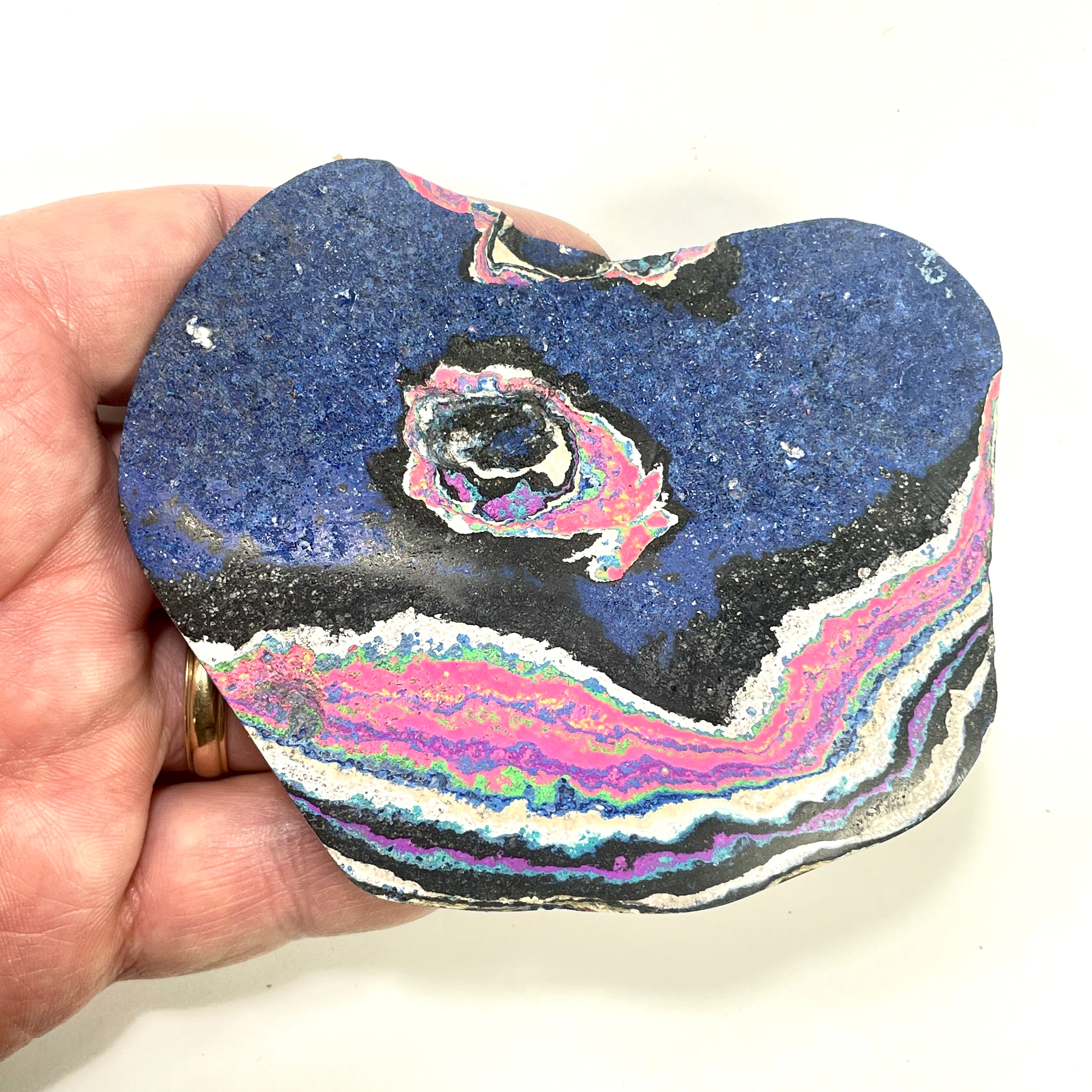 DVH Fluorescent Funkite Polished Face Rough Specimen 90x75x11mm 90g Like Fordite (6641)