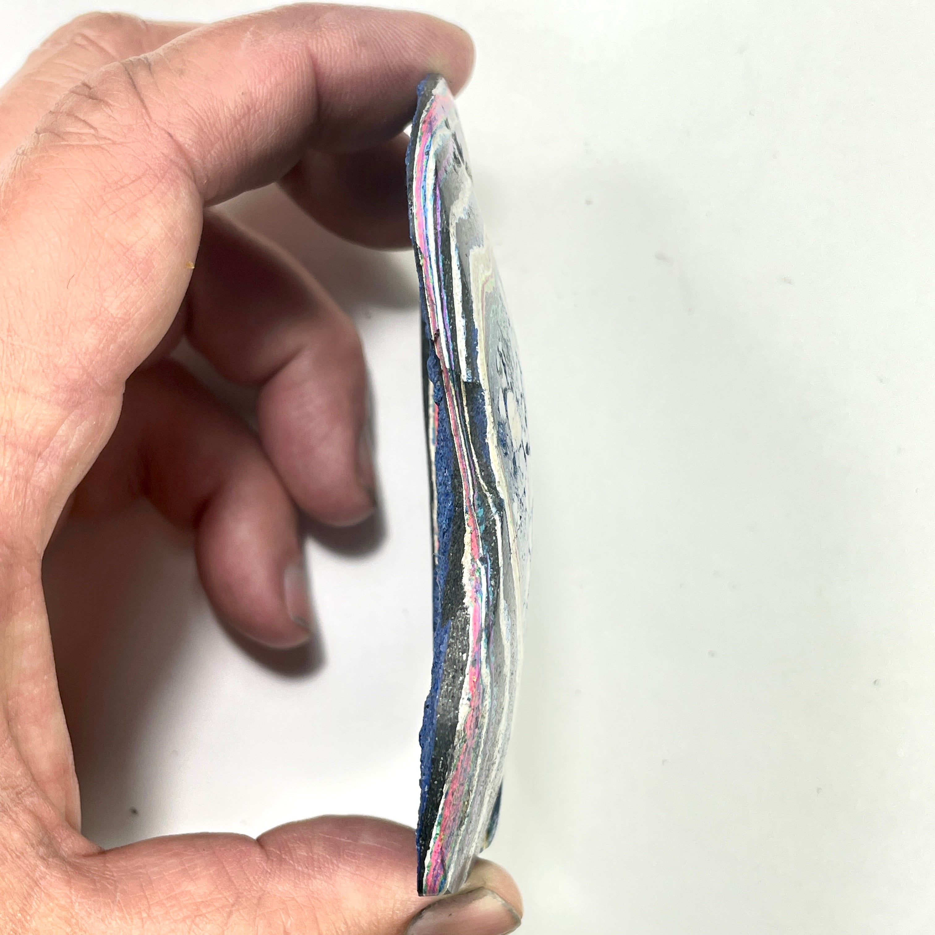 DVH Fluorescent Funkite Polished Face Rough Specimen 90x75x11mm 90g Like Fordite (6641)